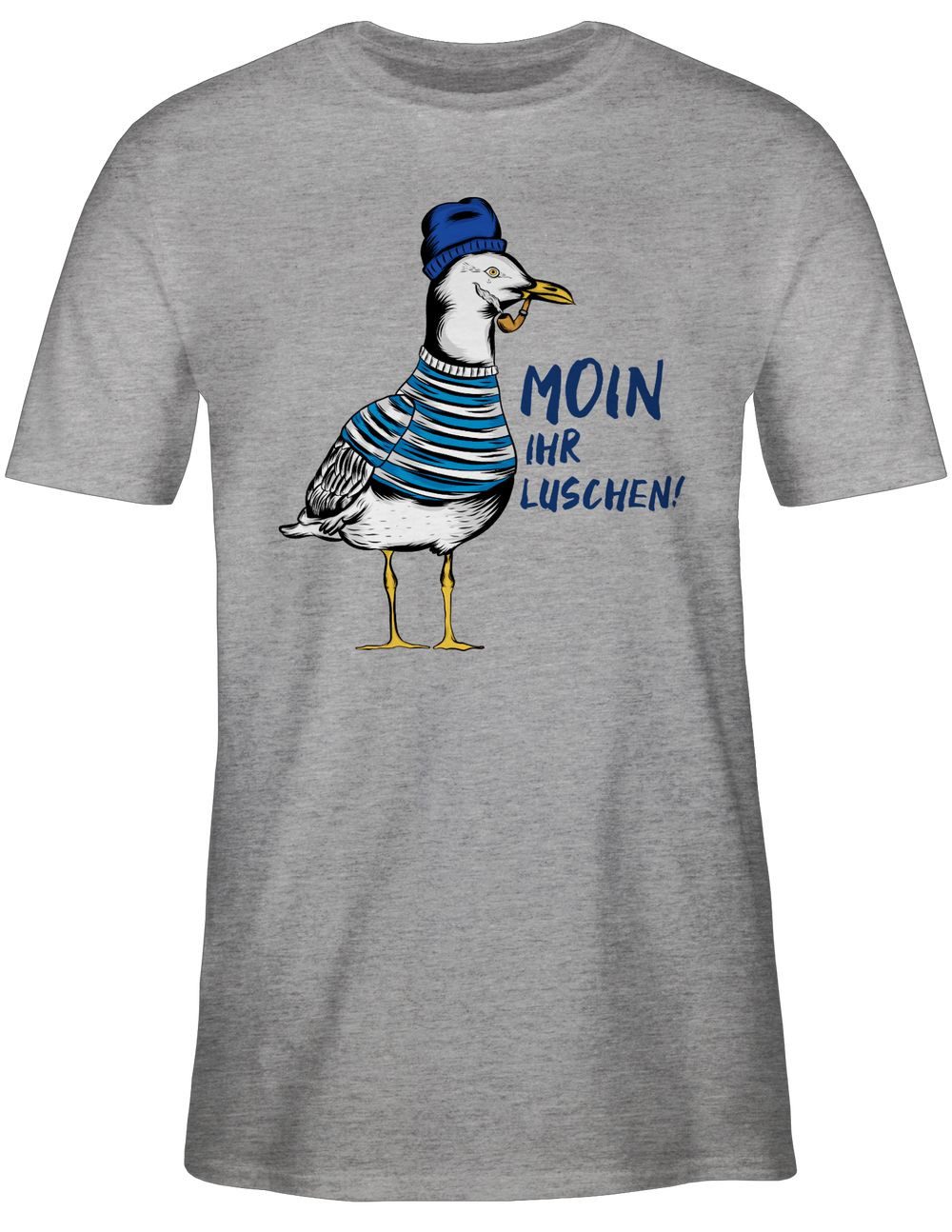 Shirtracer T-Shirt Moin ihr Luschen - Coole Möwe - Schwarz Sprüche Statement – Bild 5 von 5