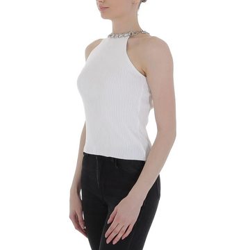 Ital-Design Tanktop Damen Party & Clubwear Kette Stretch Top in Weiß