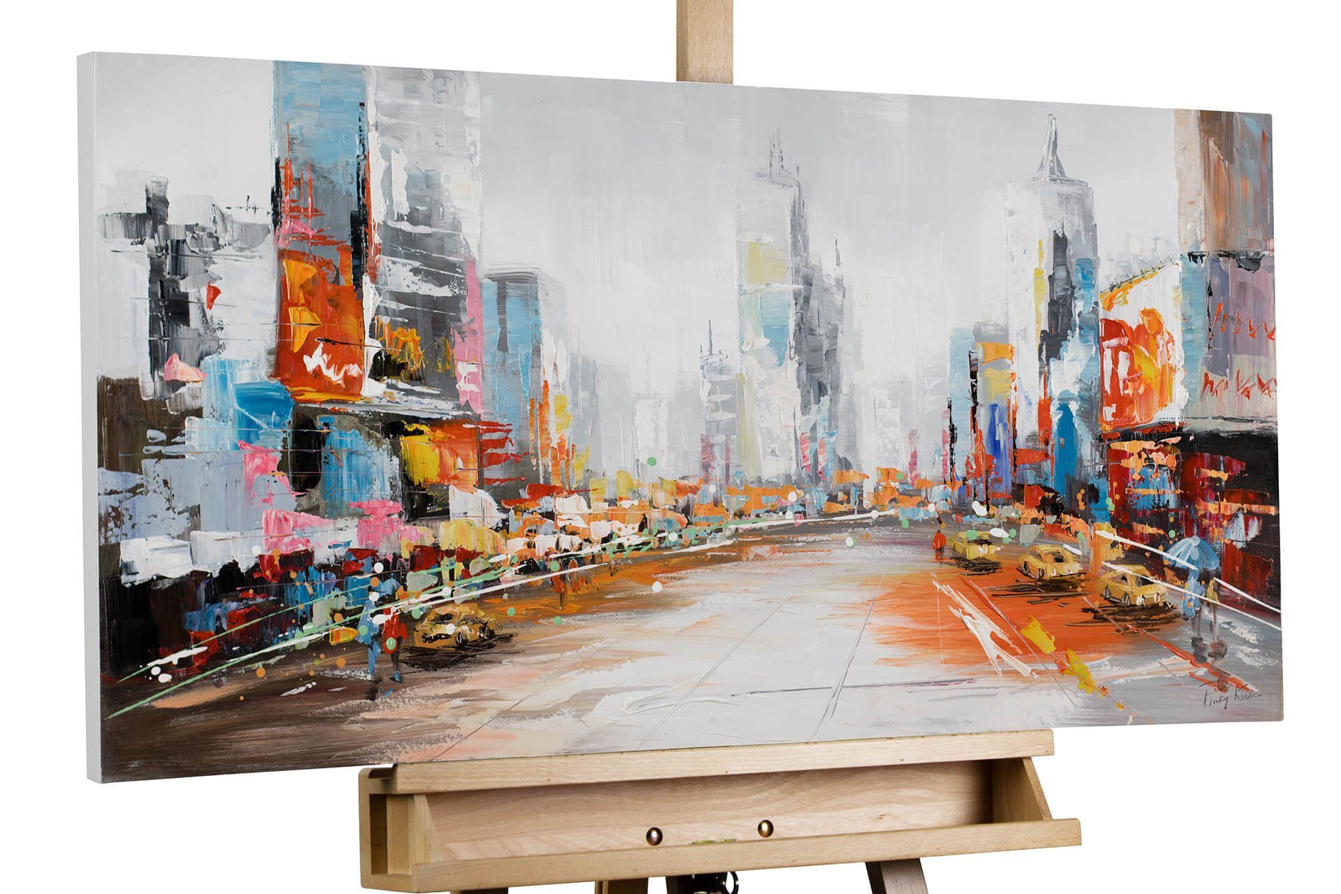 KUNSTLOFT Gemälde Großstadtfieber 100x50 cm, Leinwandbild 100% HANDGEMALT Wandbild Wohnzimmer