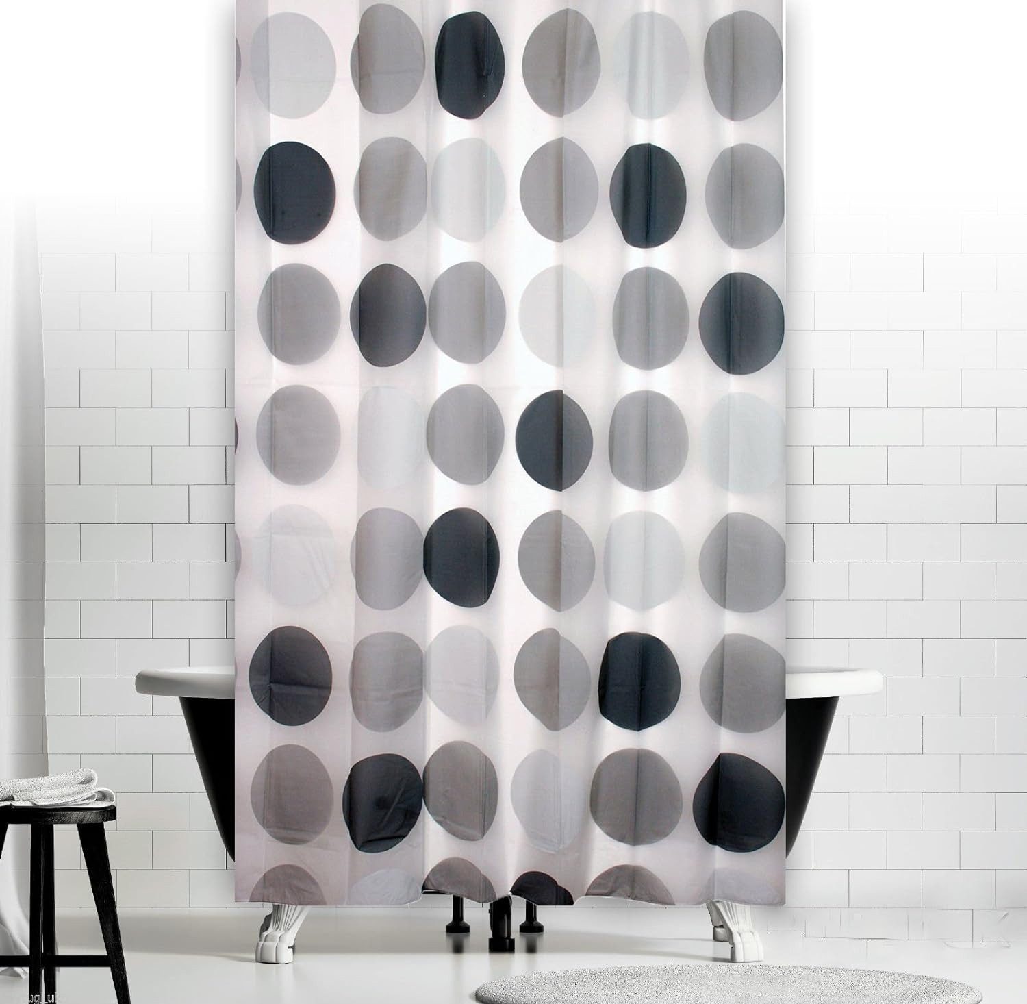 GoDazzling Retro-Duschvorhang „Autowerkstatt“ – 140x183 Cm, Aus Polyester, Mit 12 Haken, Perfekt Für Badezimmer-Deko