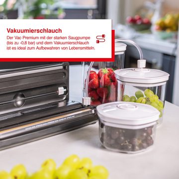 SOLIS OF SWITZERLAND Vakuumierer Vac Premium, Typ 574, Vorteilspack, Rollenbreite 30 cm, 110W, 2,5 mm Schweißnaht, Vakuumschlauch, inkl. 60 Beutel & 4 Rollen
