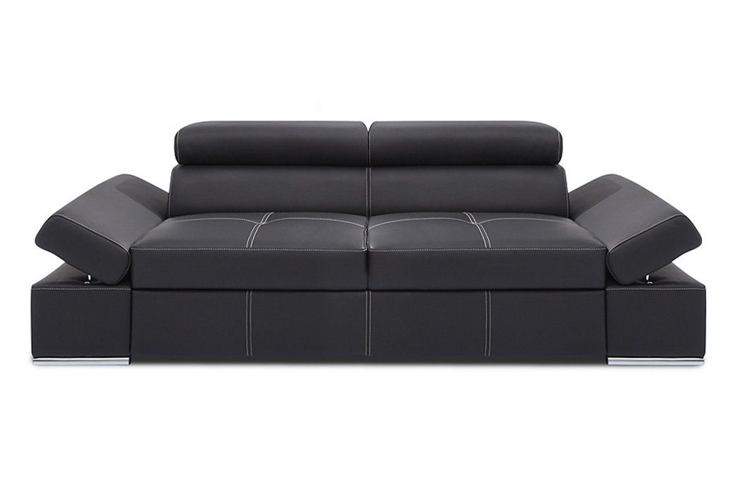 Sofagarnitur Leder, Set Komplett Sofa in Couch Schwarz Design Made Europe Polster JVmoebel Sofa