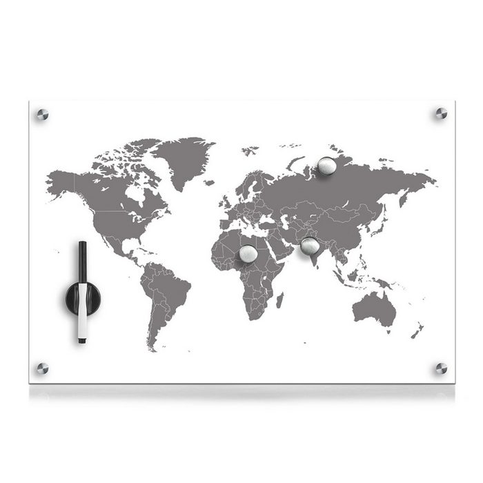 HTI-Living Pinnwand Memoboard Glas rechteckig Worldmap