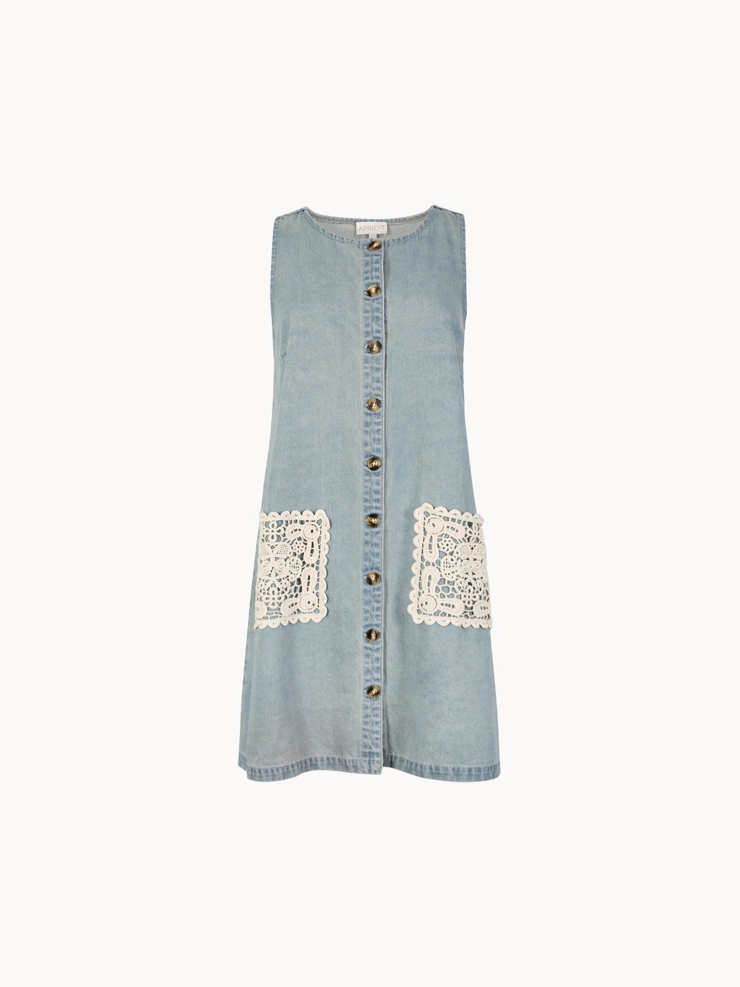 Apricot Minikleid Mini-Kleid aus Denim mit Häkelverzierungen – Bild 5 von 5