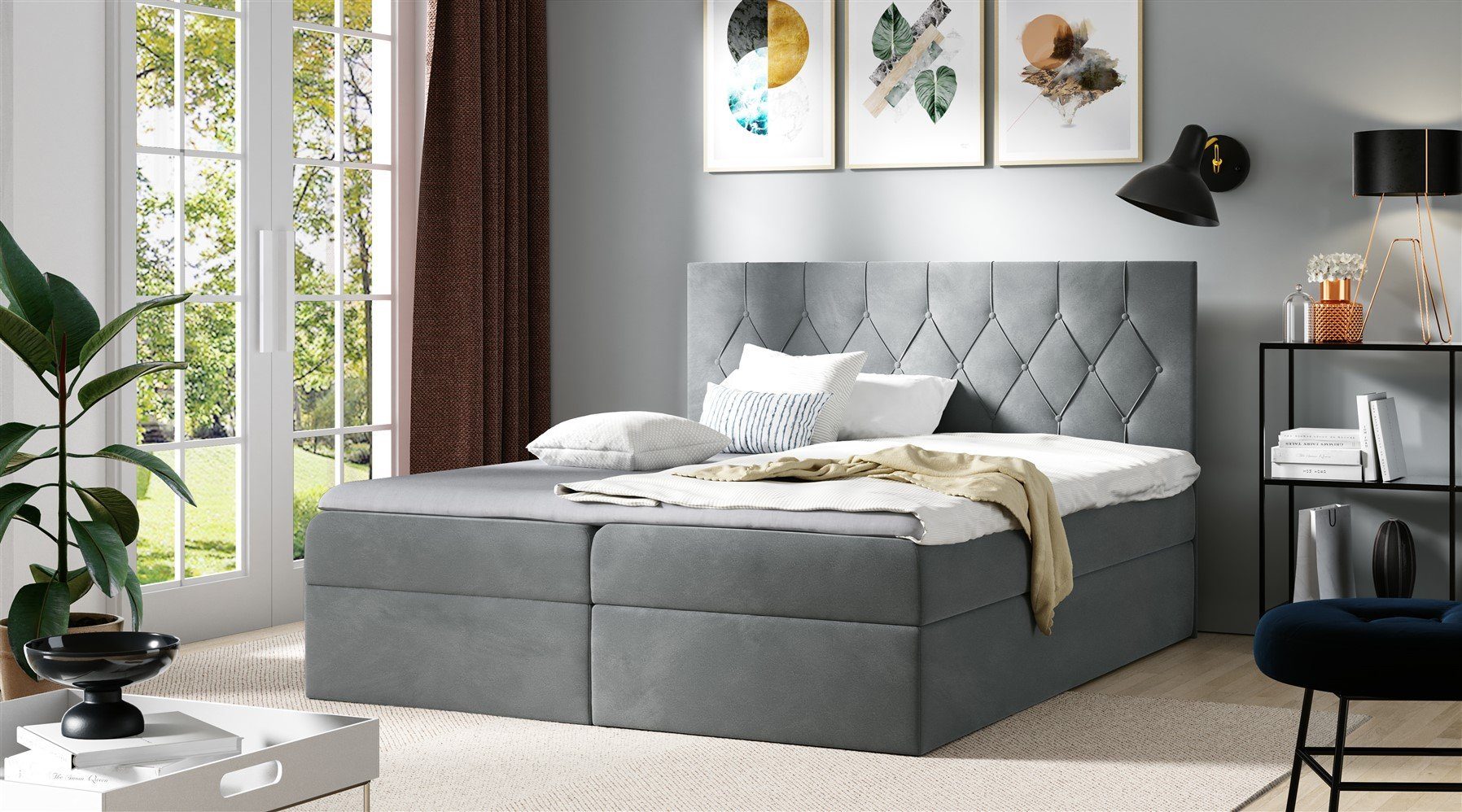 Boxbett Schlafzimmerbett MANOLIS in Stoff