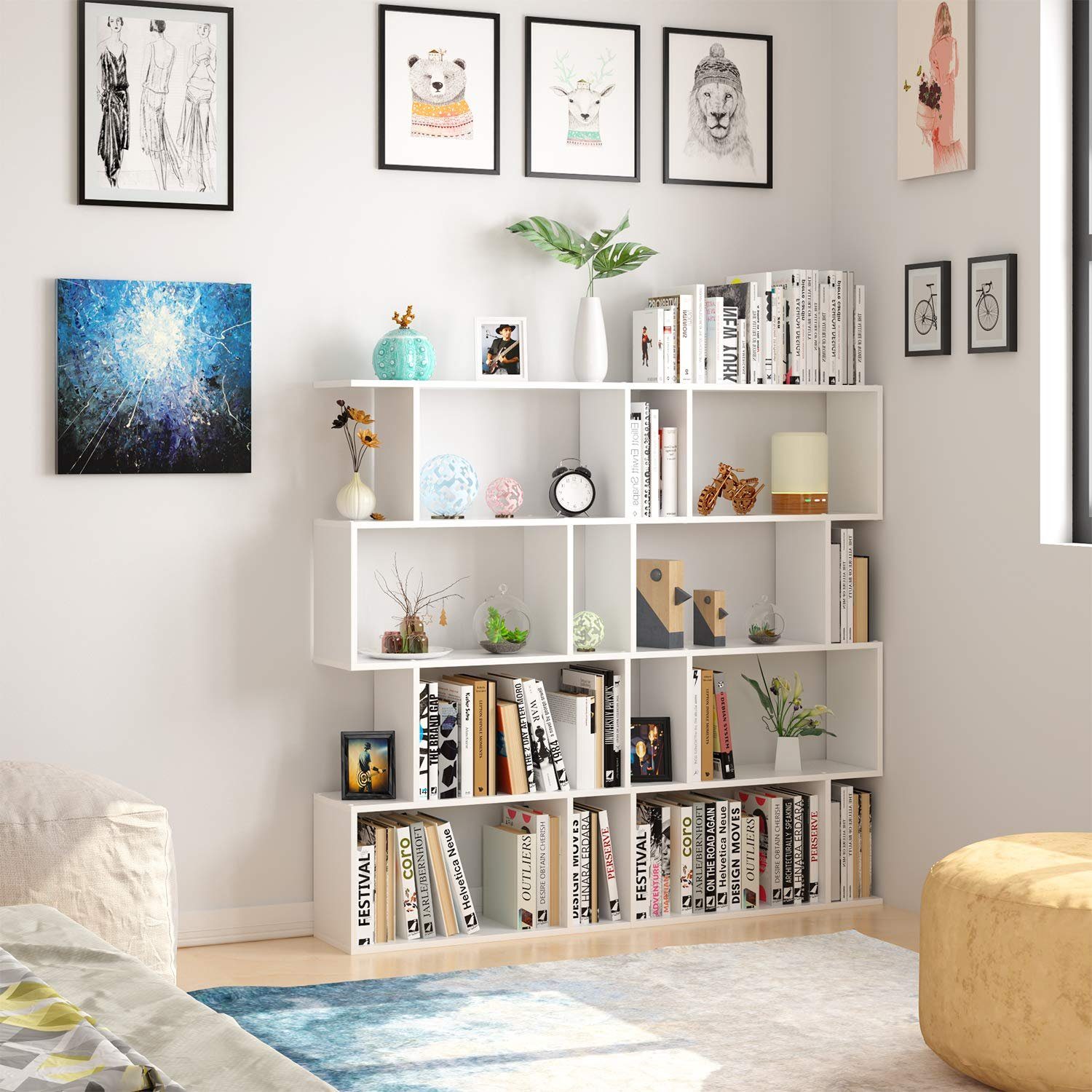 Homfa Standregal, Bücherregal mit 4 Ebenen, Holzregal Büroregal für  Wohnzimmer Flur, freistehend, Weiß online kaufen | OTTO
