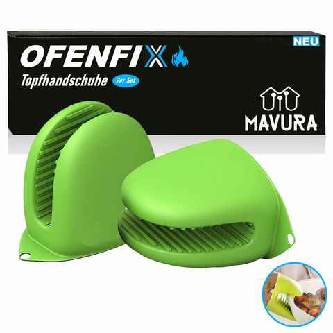 MAVURA Topfhandschuhe OFENFIX Mini Ofenhandschuhe Silikon Topf Handschuhe Anti Rutsch, Hitzebeständige Topflappen Kochhandschuhe hitzebeständig [2er]