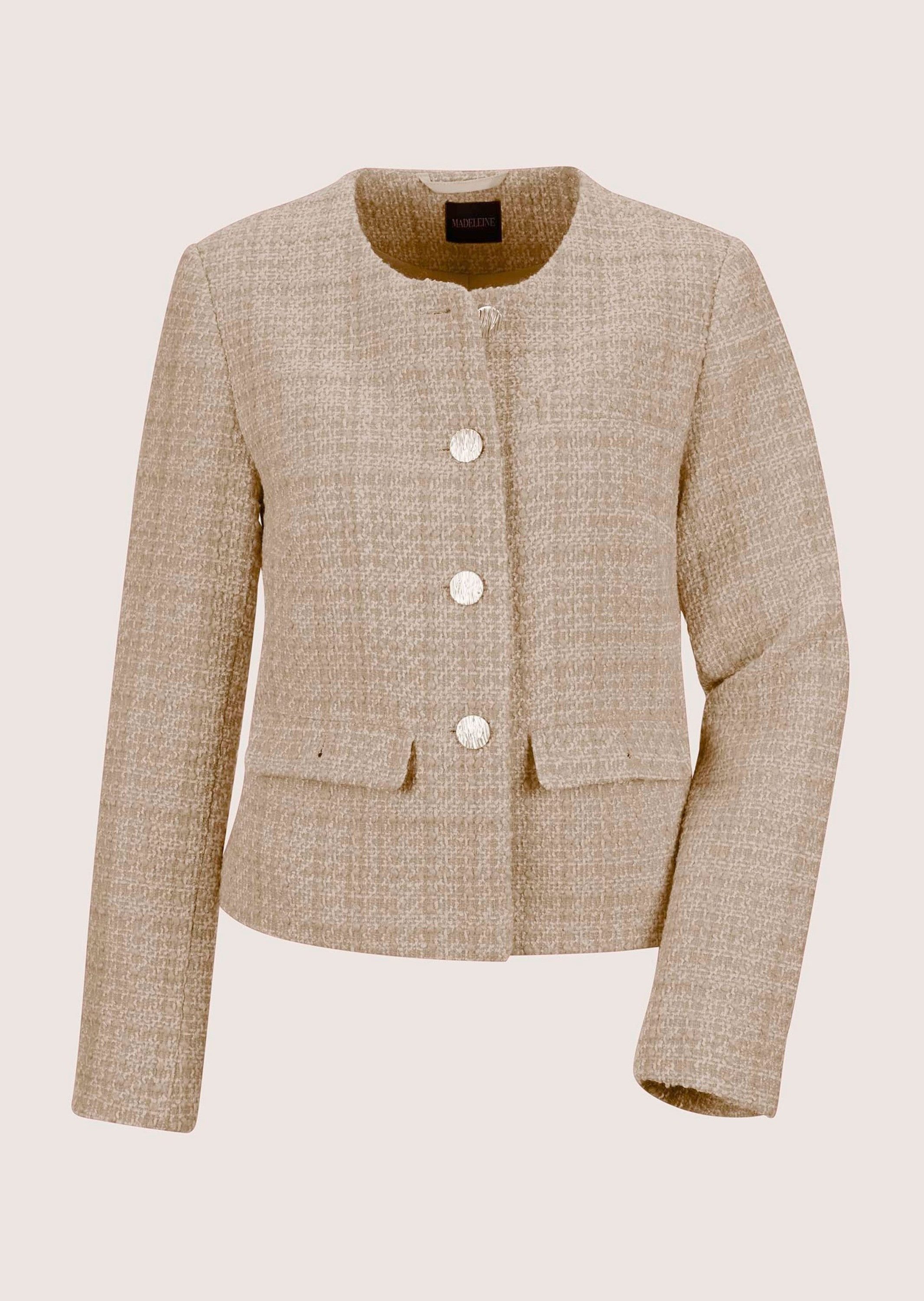 MADELEINE Kurzblazer Eleganter Tweed-Kurzblazer mit Metallknöpfen Businessjacke mit Rundhals, edle Metallknöpfe, im Tweed-Design – Bild 5 von 5