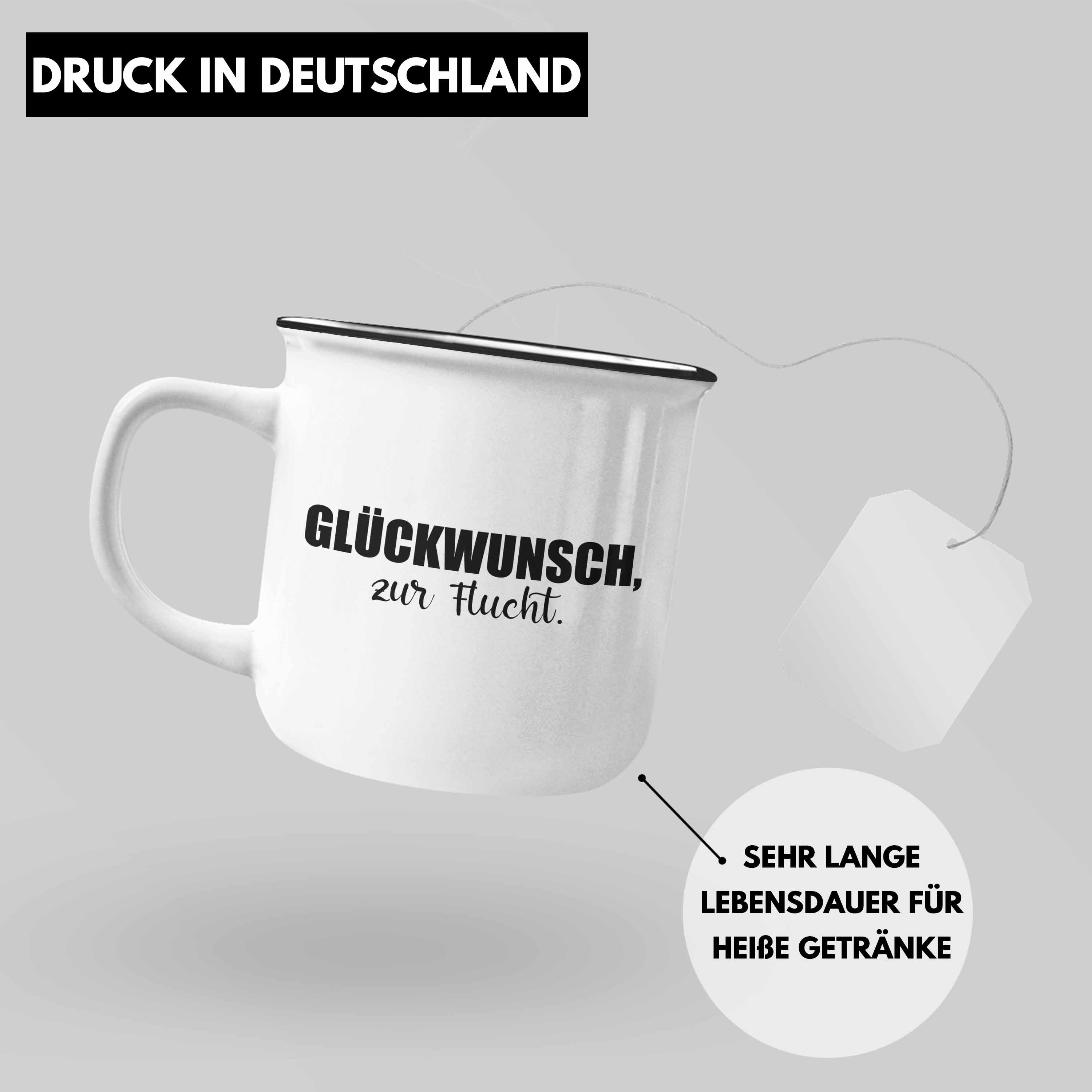 Trendation Geschenk Thermotasse - Kollege Sprüche Abschiedsgeschenk Emaille Tasse Trendation Kollegin Jobwechsel - Silber Flucht Zur Glückwunsch Lustig