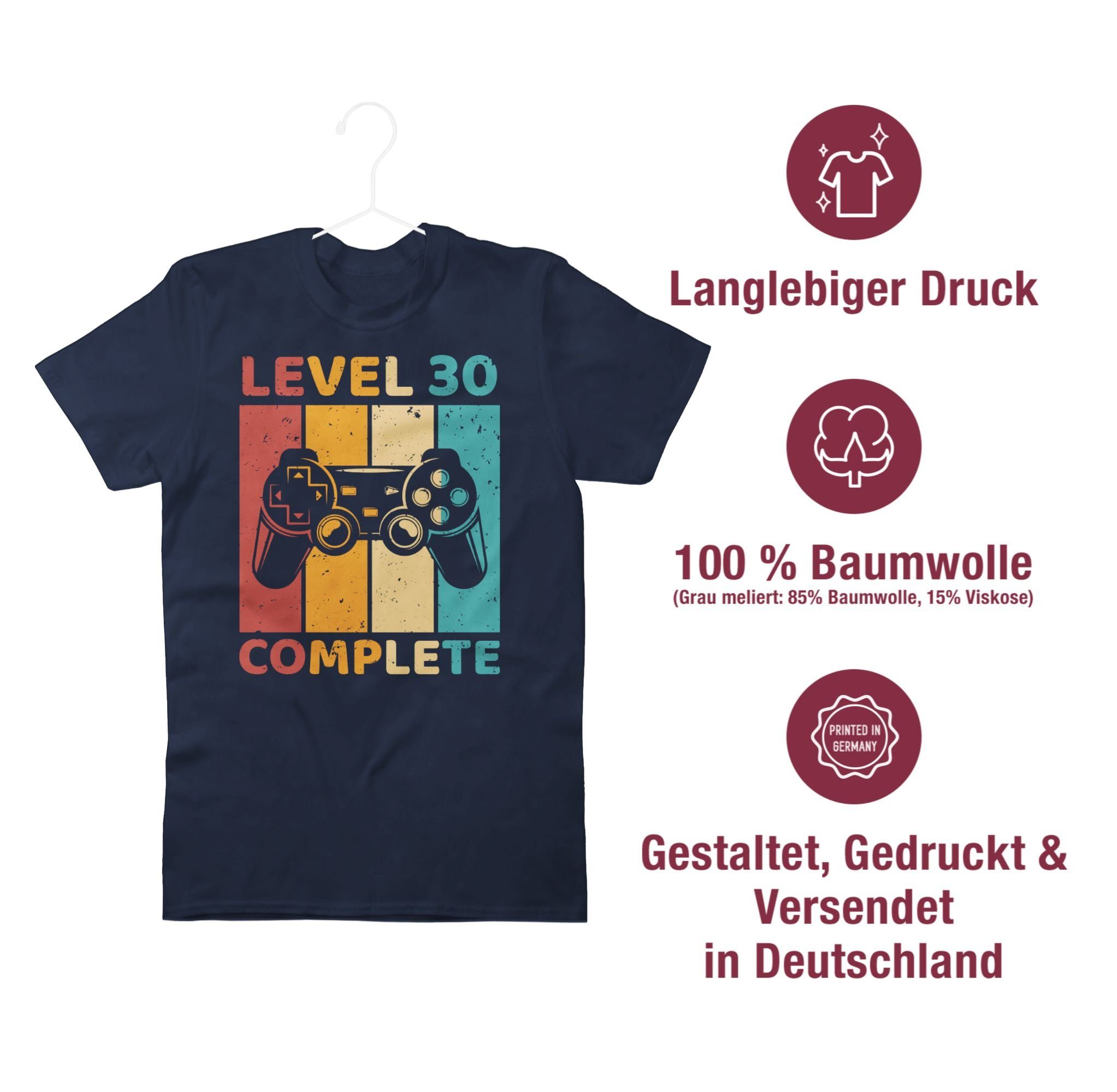 Freigeschalten Zocker Blau Geburtstag - 02 Shirtracer Level Complete Navy - Unlocked Completed 30. T-Shirt Dreizig 30