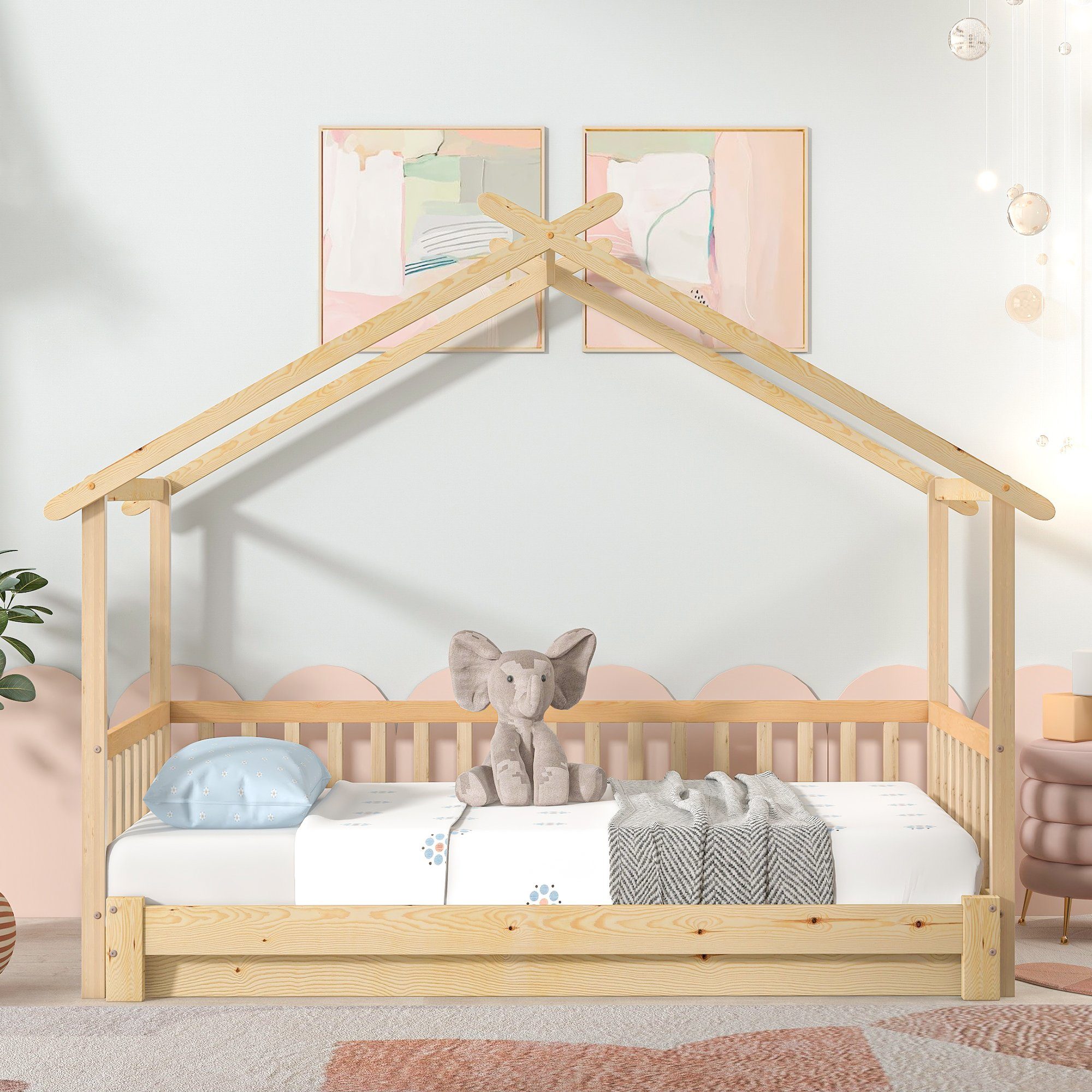 Flieks Massivholzbett, Erweiterbares Kinderbett 90x200cm/180x200cm Kiefer günstig online kaufen