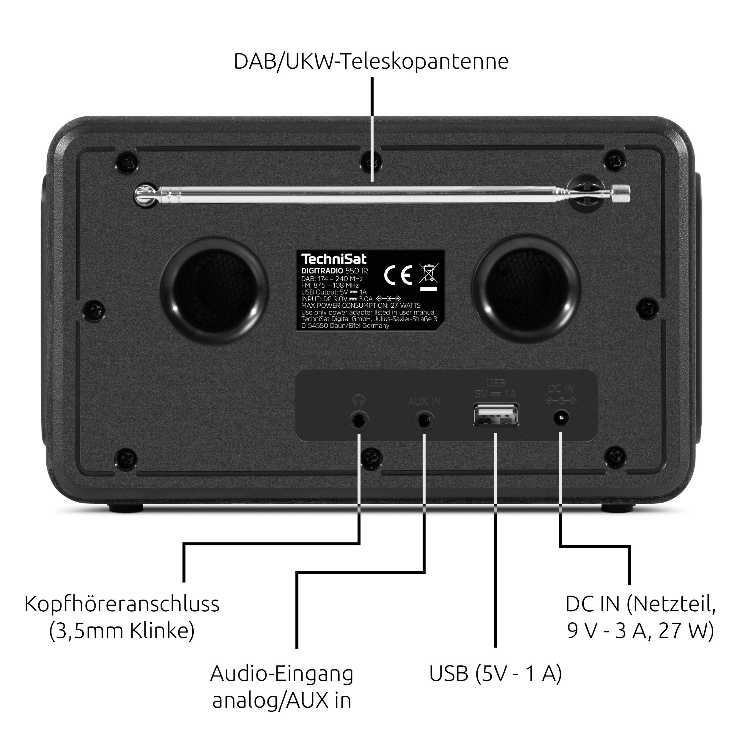 TechniSat DIGITRADIO 550 IR Internet-Radio (Digitalradio (DAB), FM-Tuner mit RDS, Internetradio, 10 W, DAB+ Digitalradio, UKW-Radio mit RDS und PLL, Bluetooth, WLAN, USB)