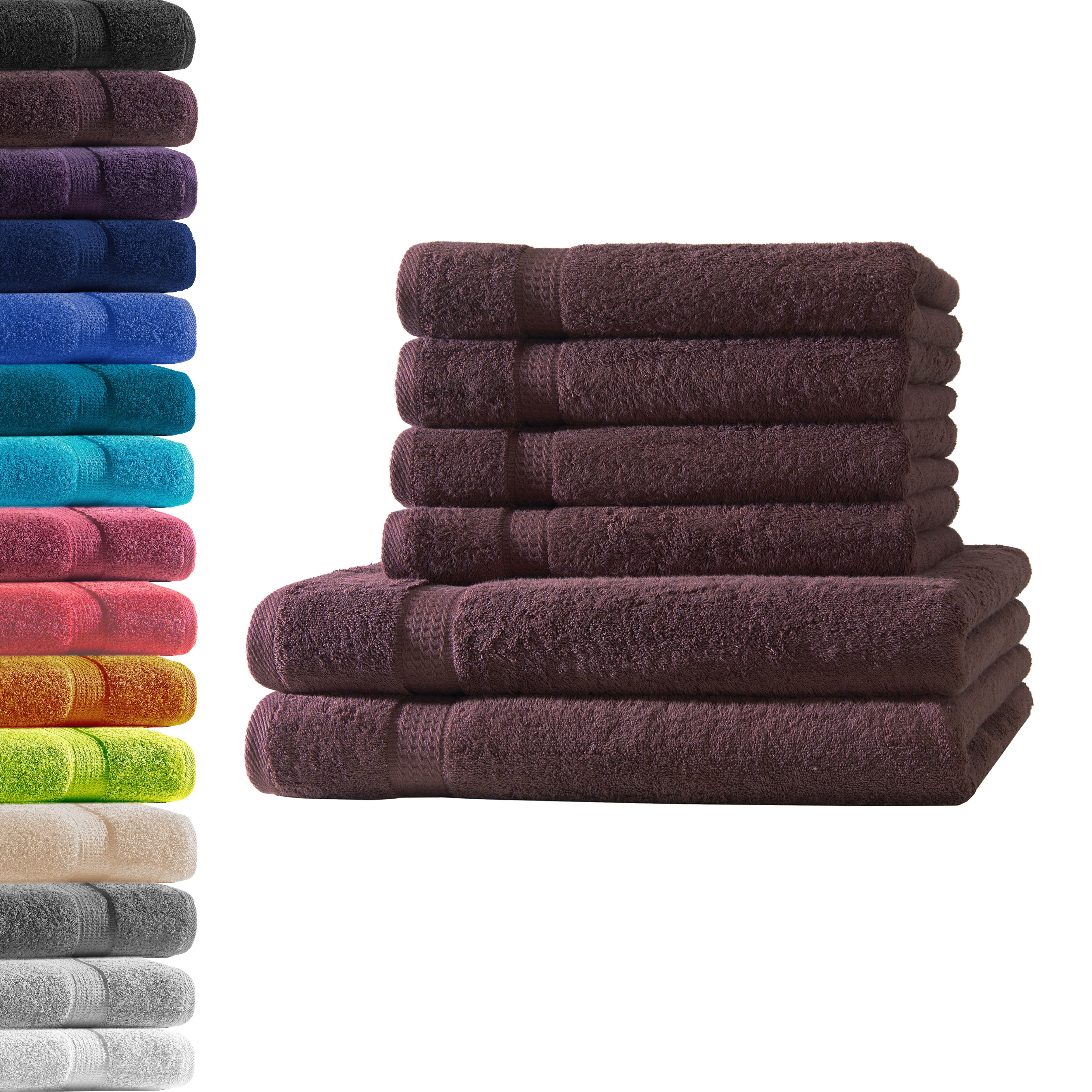 Hometex Premium Textiles Handtuch in Premium Qualität 500 g/m², Feinster Frottier-Stoff 100% Baumwolle, 2x Duschtuch + 4x Handtuch, weich, saugfähig, extra schwer & flauschig
