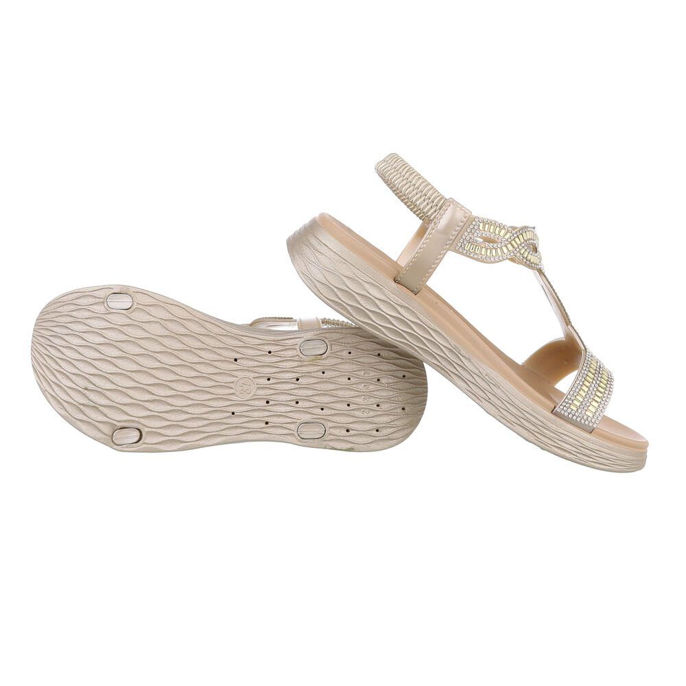 Gold in Freizeit Ital-Design Keilsandaletten Riemchensandalette Keilabsatz/Wedge Damen