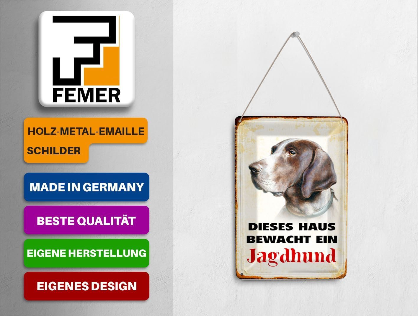 Femer GmbH Postkarte Hund 10x14 cm dieses Haus bewacht ein Jagdhund, unfrankiert