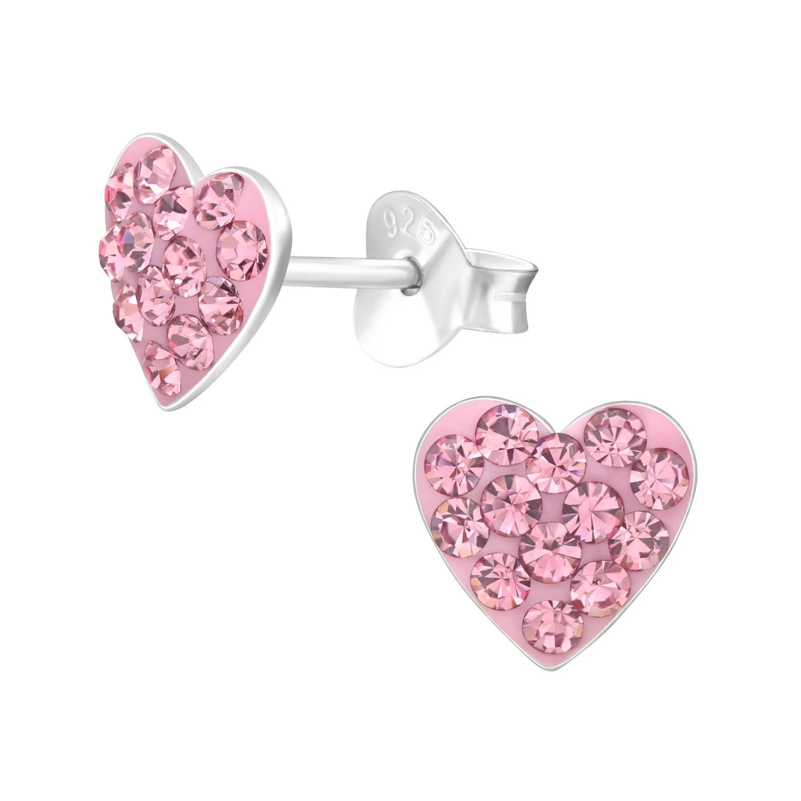 Ohrring-Set Herz Kinder Ohrringe Kristalle 925 Silber Ohrstecker