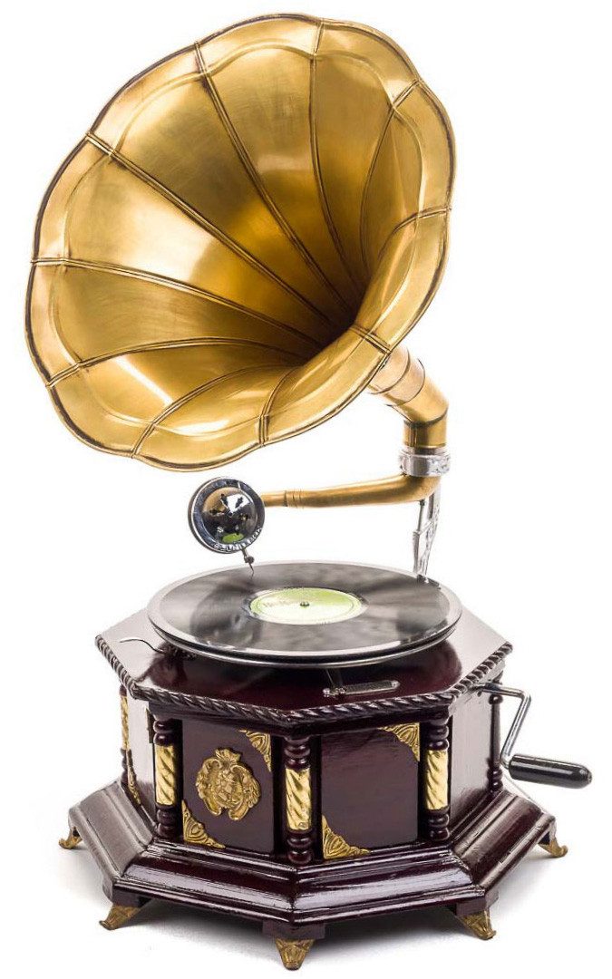 Dekoobjekt Grammophon 70cm Trichtergrammophon Schellackplatte Grammofon antik Sti