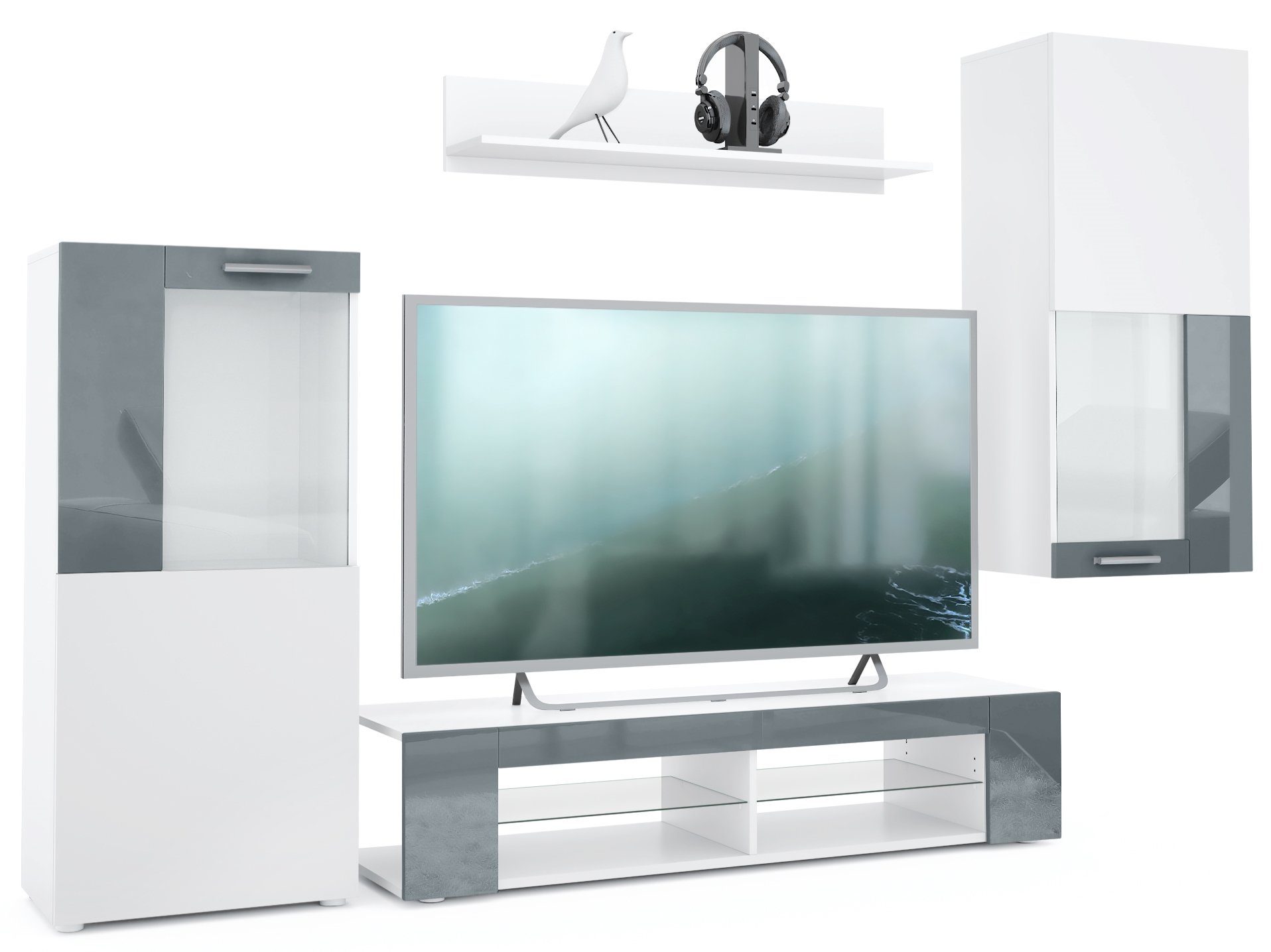 Vladon Wohnwand Movie, (Anbauwand, bestehend aus 1 TV-Board, 2 Vitrinen und günstig online kaufen