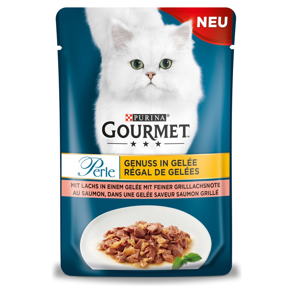 Gourmet Perle Genuss in Gelee mit Lachs 85 g, Nassfutter für: Katze