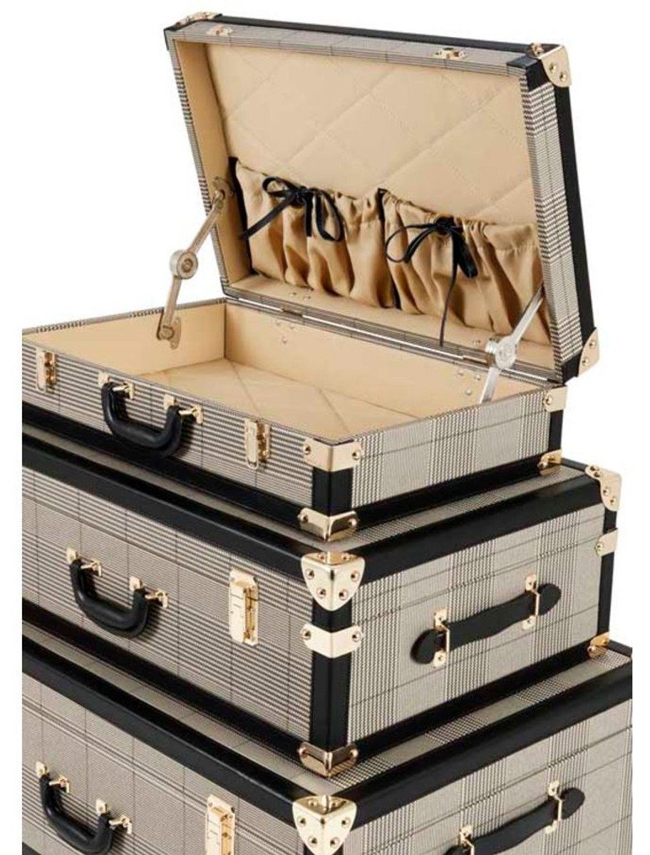 3er Qualität - Set Beistelltisch Luxus Koffer Padrino Casa