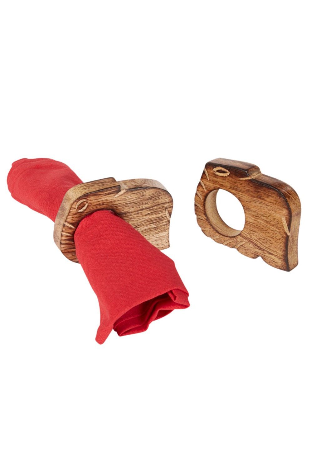 Marrakesch Orient & Mediterran Interior Aufbewahrungsdose 6er Set Serviettenringe Kiran handgemacht aus Mangoholz in Braun 8 cm (6 St), Handarbeit