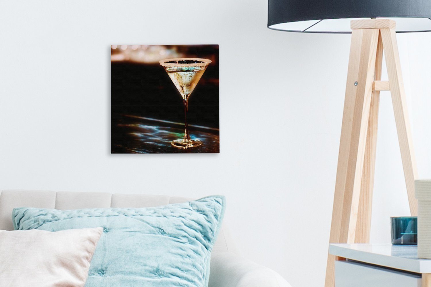 St), OneMillionCanvasses® auf einer Leinwandbild (1 Bar, für schwarzen mit Leinwand Bilder Wohnzimmer Martini-Glas Martini Schlafzimmer