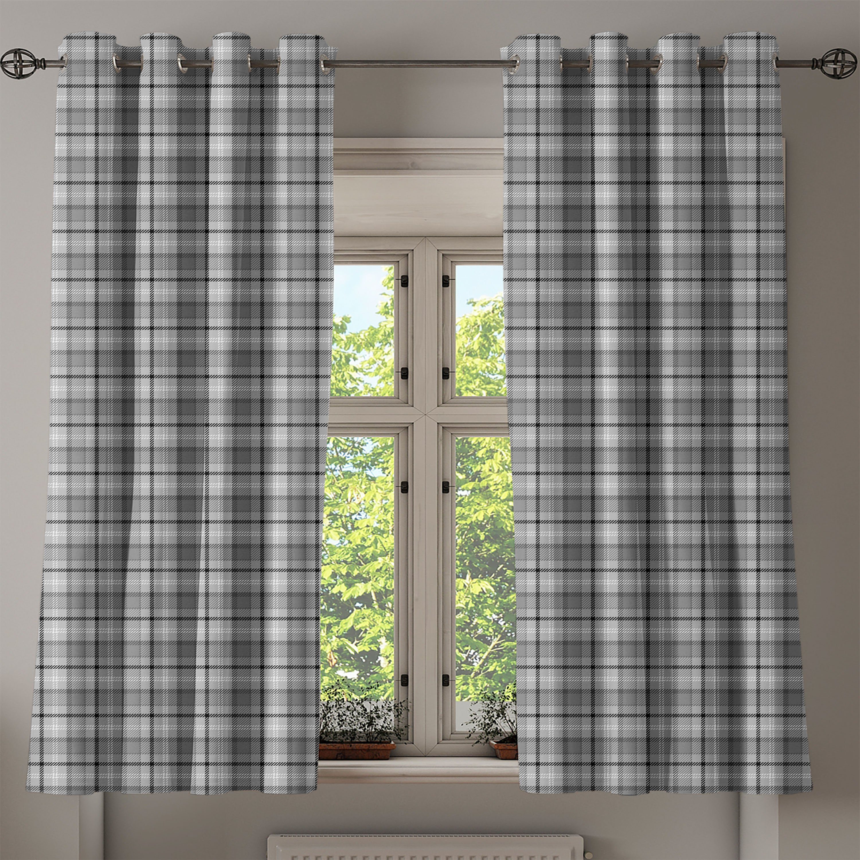2-Panel-Fenstervorhänge Gardine Muster Ethnisch Abakuhaus, Dekorative Schlafzimmer für Wohnzimmer, Kultur Gälische