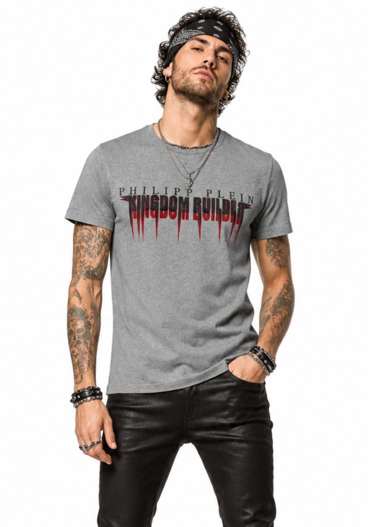 PHILIPP PLEIN T-Shirt Herren Kingdom Builder Platinium Cut Shirt einen kompromisslosen Rock’n’Roll-Charakter