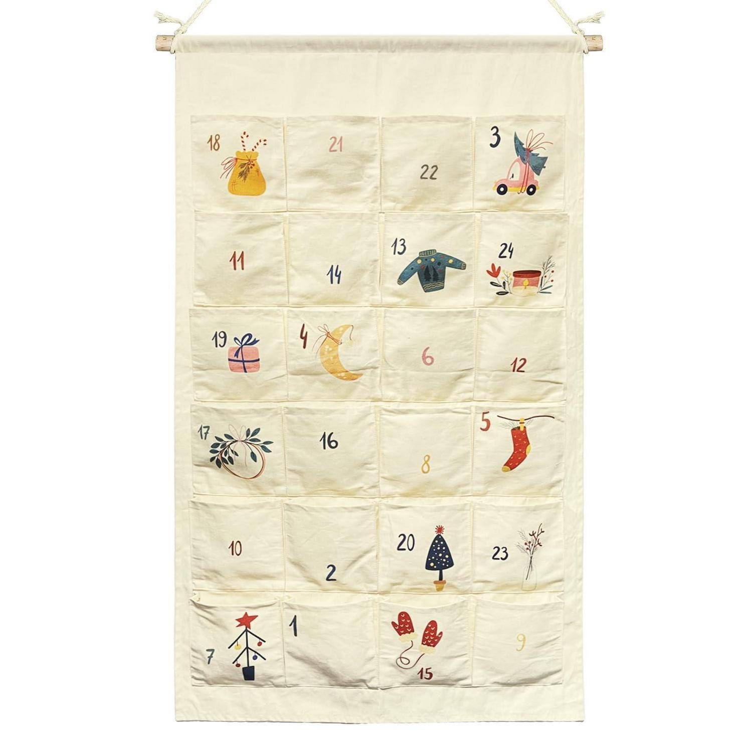 LuxusKollektion befüllbarer Adventskalender Adventskalender Stoff 123x71cm 24 Taschen Kinder