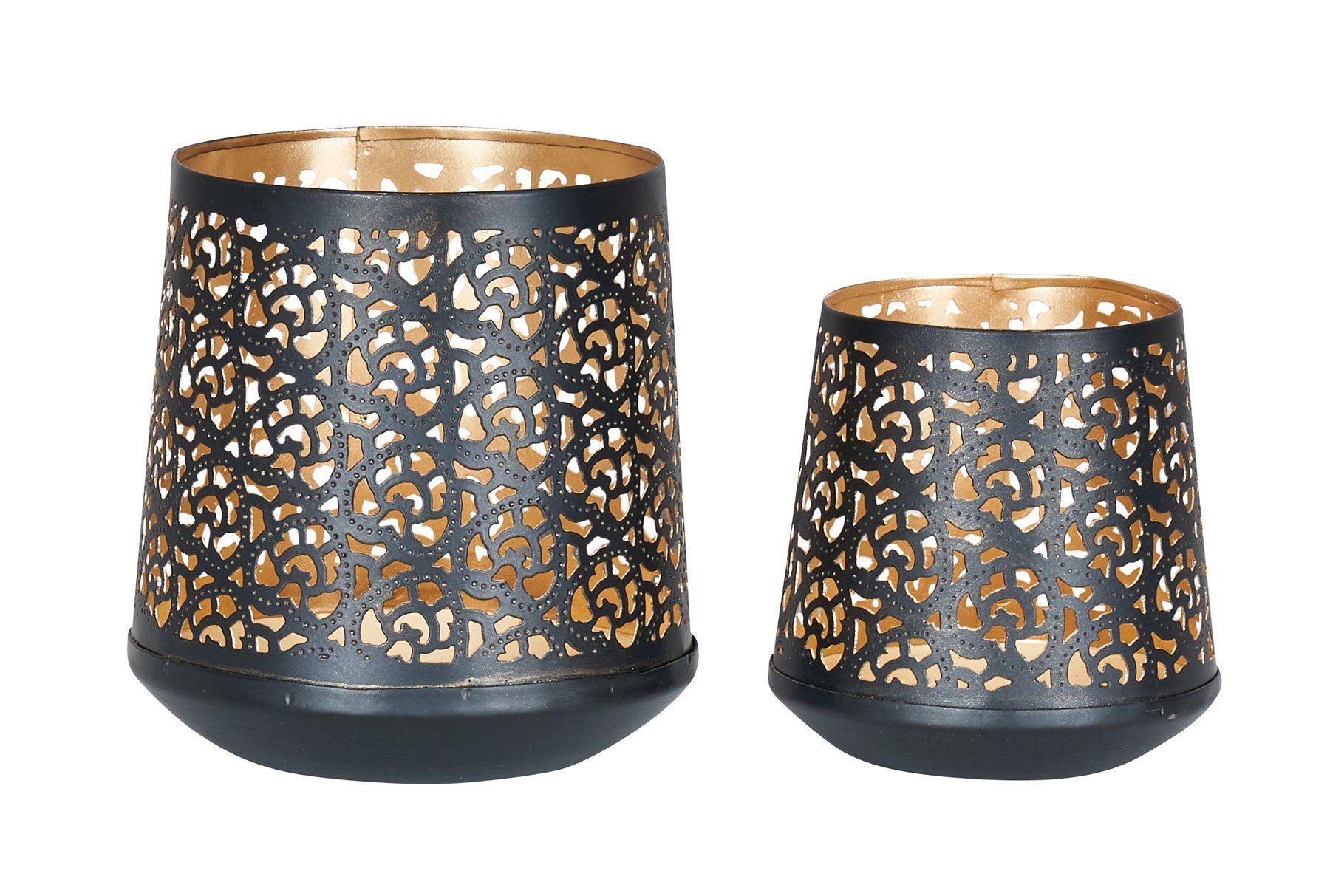 Levandeo® Teelichthalter, 2er Set Teelichthalter Schwarz Gold H14 cm Metall  Windlicht Design Kerzenhalter online kaufen | OTTO