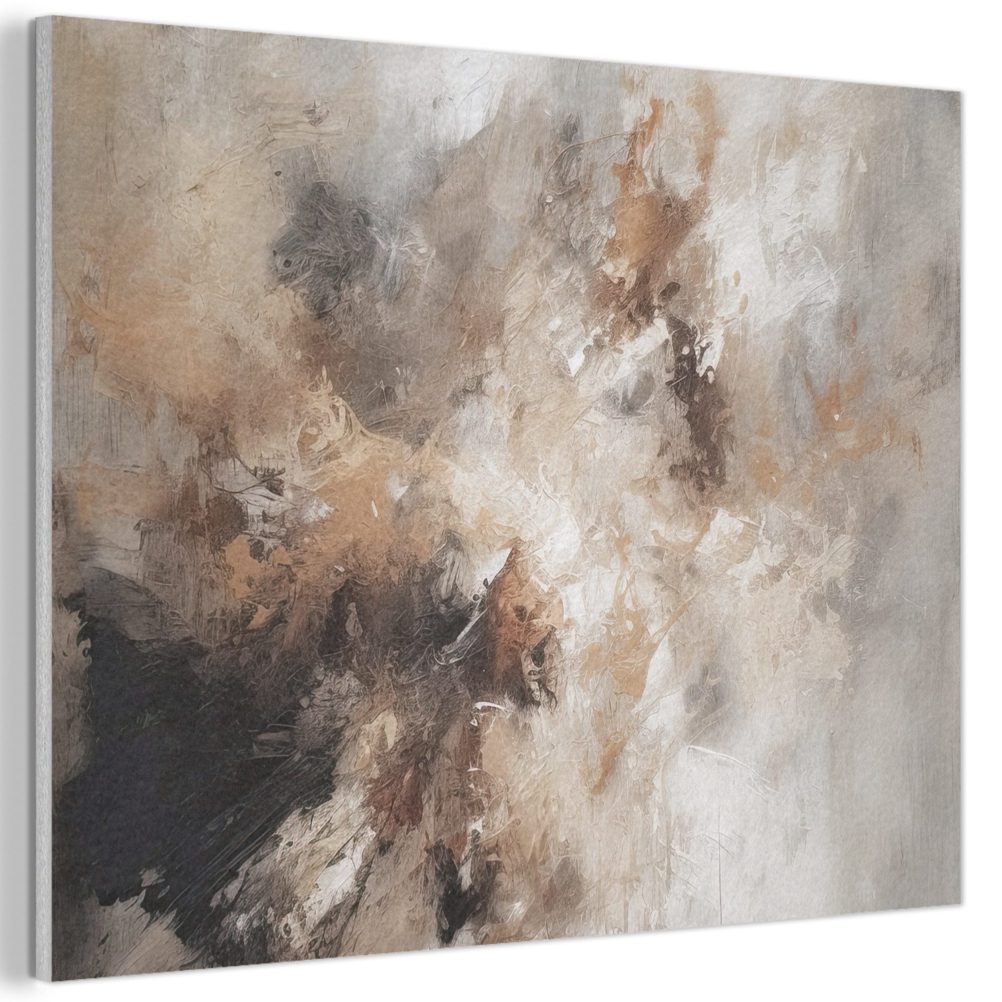 MuchoWow Gemälde Farbe - Abstrakt - Beige - Kunst, Fotodruck (1 St), Akustikpaneele PET-Filz, Akustikbild, Schalldämmung, Deko 40x30 cm