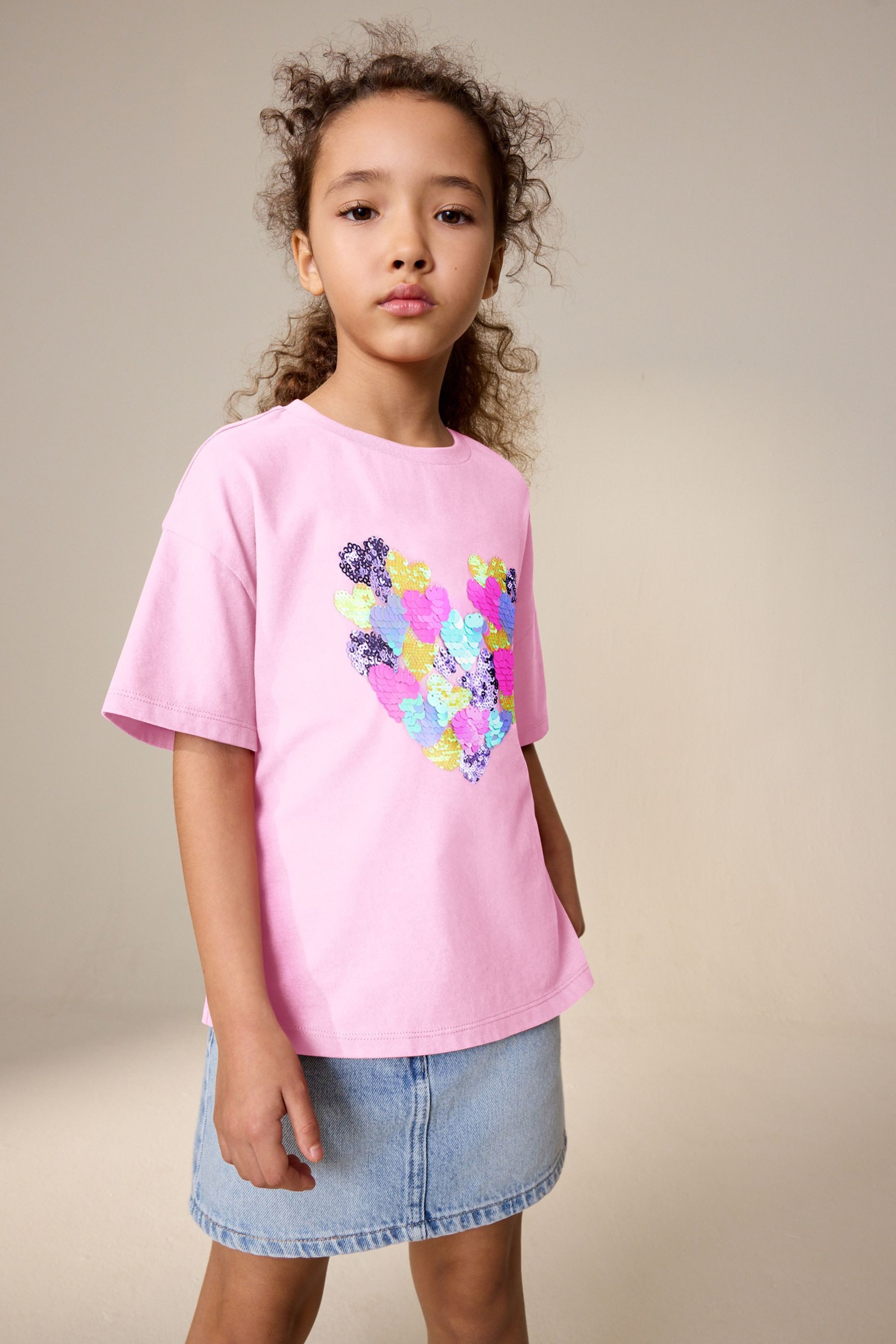Next Paillettenshirt T-Shirt mit Paillettenherz (1-tlg)