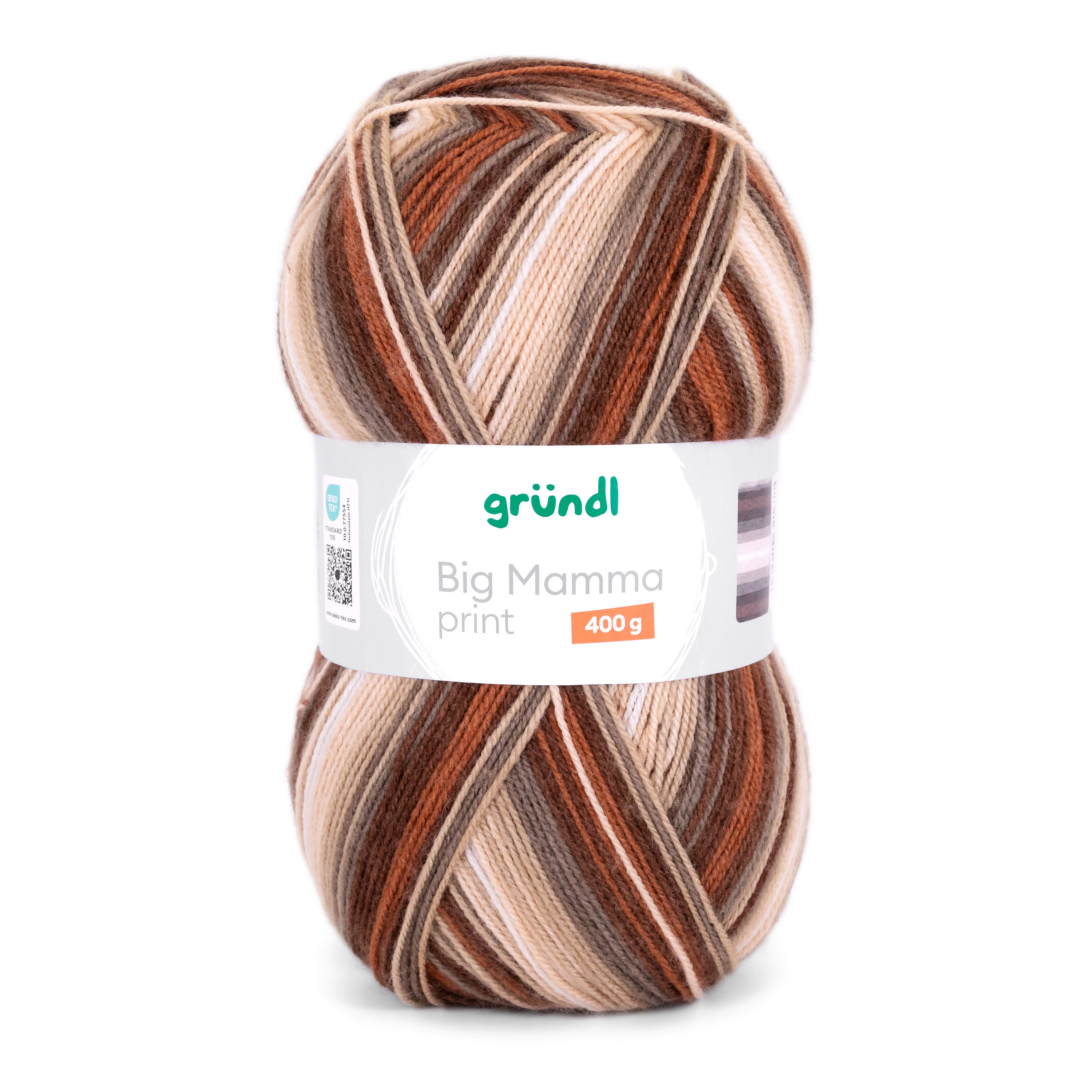 Gründl Wolle 400g Big Mamma Print Großknäuel Strickgarn Häkelwolle, 1040,00 m (Wolle zum Stricken und Häkeln, Strickwolle Handarbeitsgarn, Handstrickgarn), Wolle ohne Schurwolle