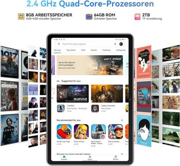 blackview Quad-Core Prozessor Tablet (10", 64 GB, Android 13, Mit einem auffallenden & wunderschönen Design erstaunlichen Funktionen)