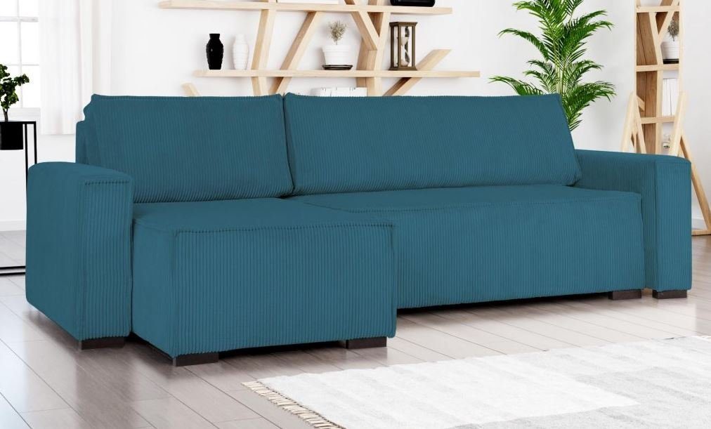 Siblo Ecksofa Modernes Ecksofa Anton mit Sofa ausklappbares Blau Schlaffunktion Bettzeugbehälter - 