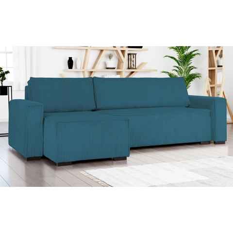 Siblo Ecksofa Modernes Ecksofa Anton mit Schlaffunktion - Bettzeugbehälter - ausklappbares Sofa