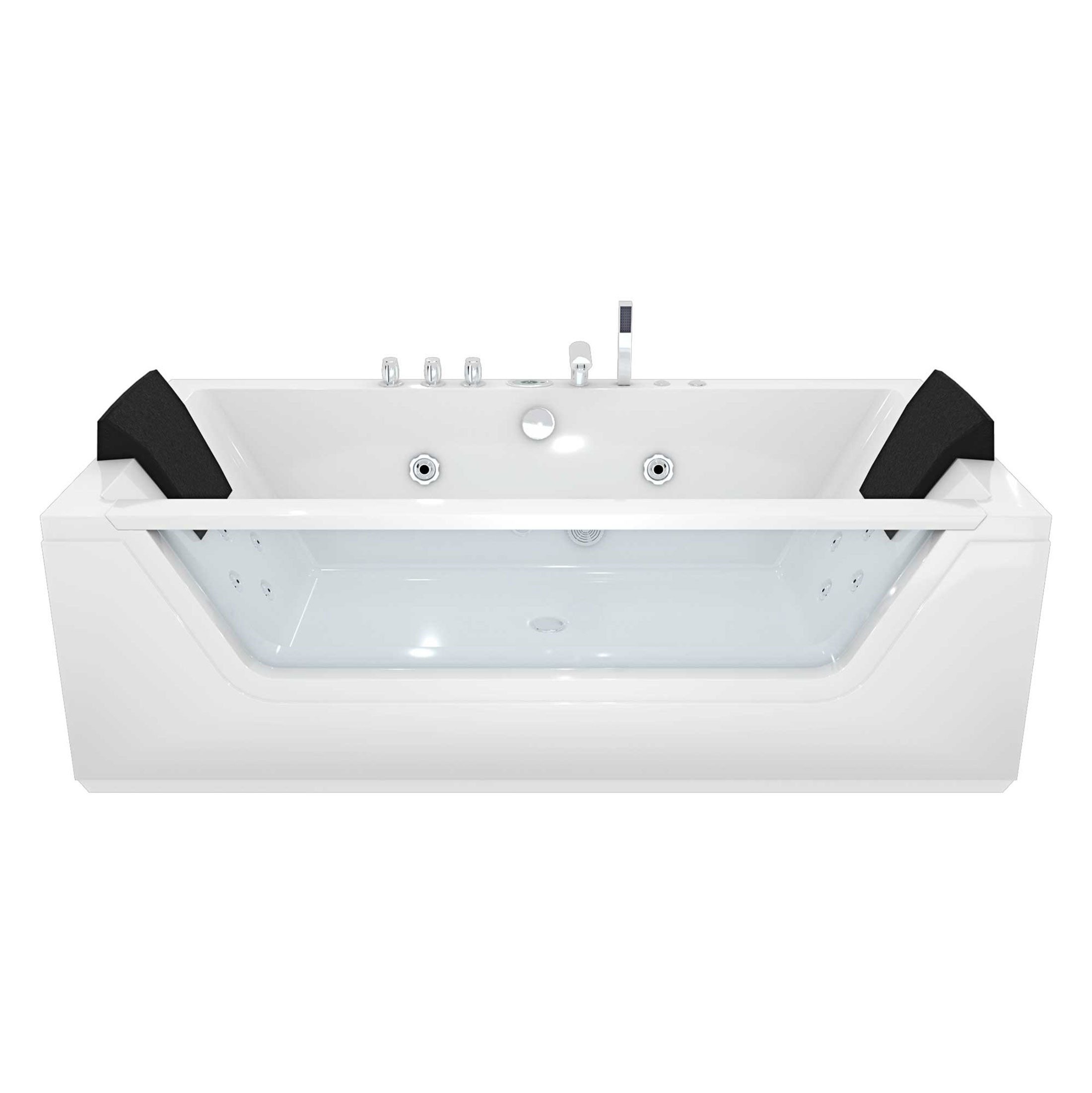 AcquaVapore Whirlpool-Badewanne Whirlpool Reinigungsfunktion Pool Badewanne W83R-B-ALL, (1-tlg), mit Ablaufgarnitur