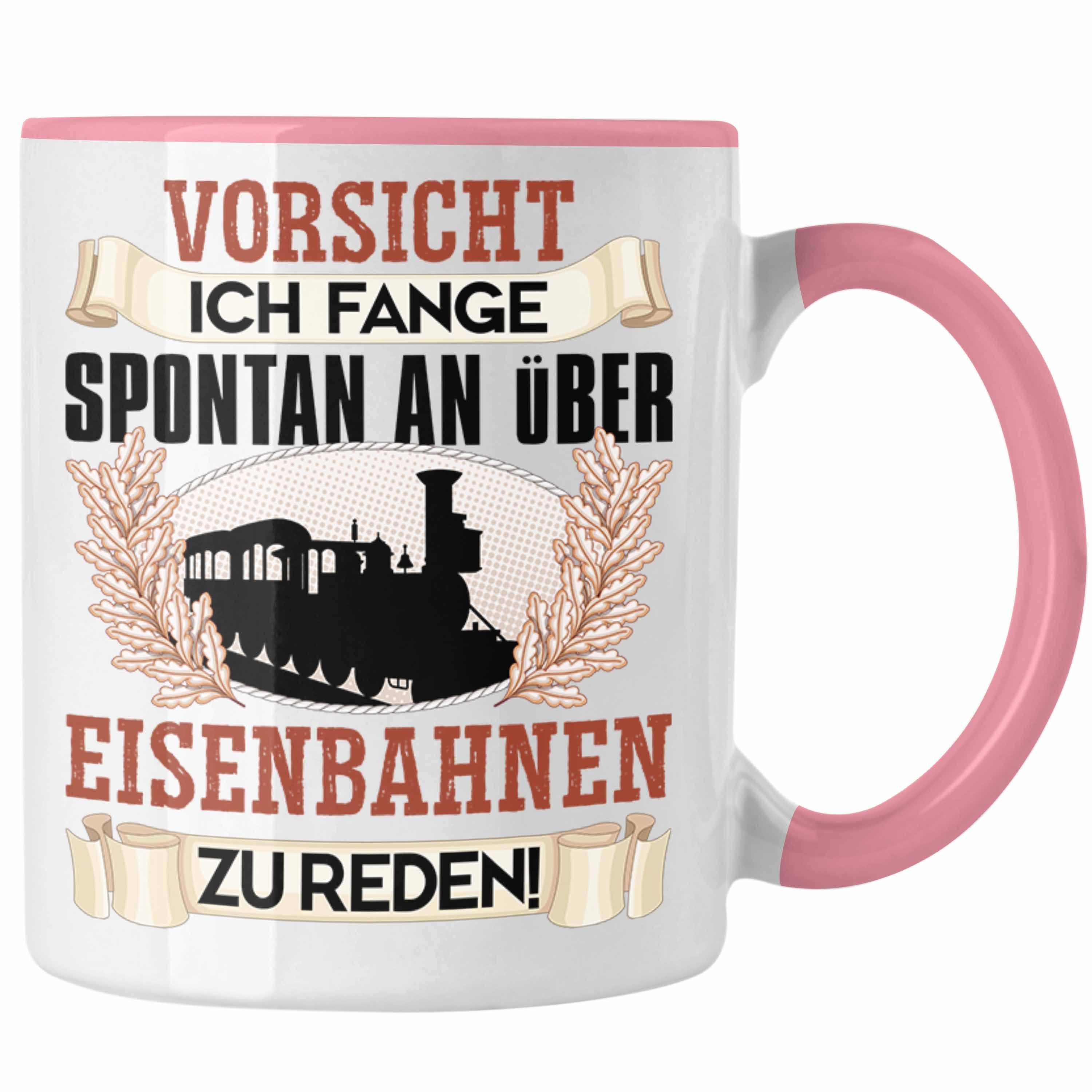 Trendation Tasse Eisenbahner Tasse Geschenk für Modelleisenbahn-Fans Geschenkidee Ich F Rosa