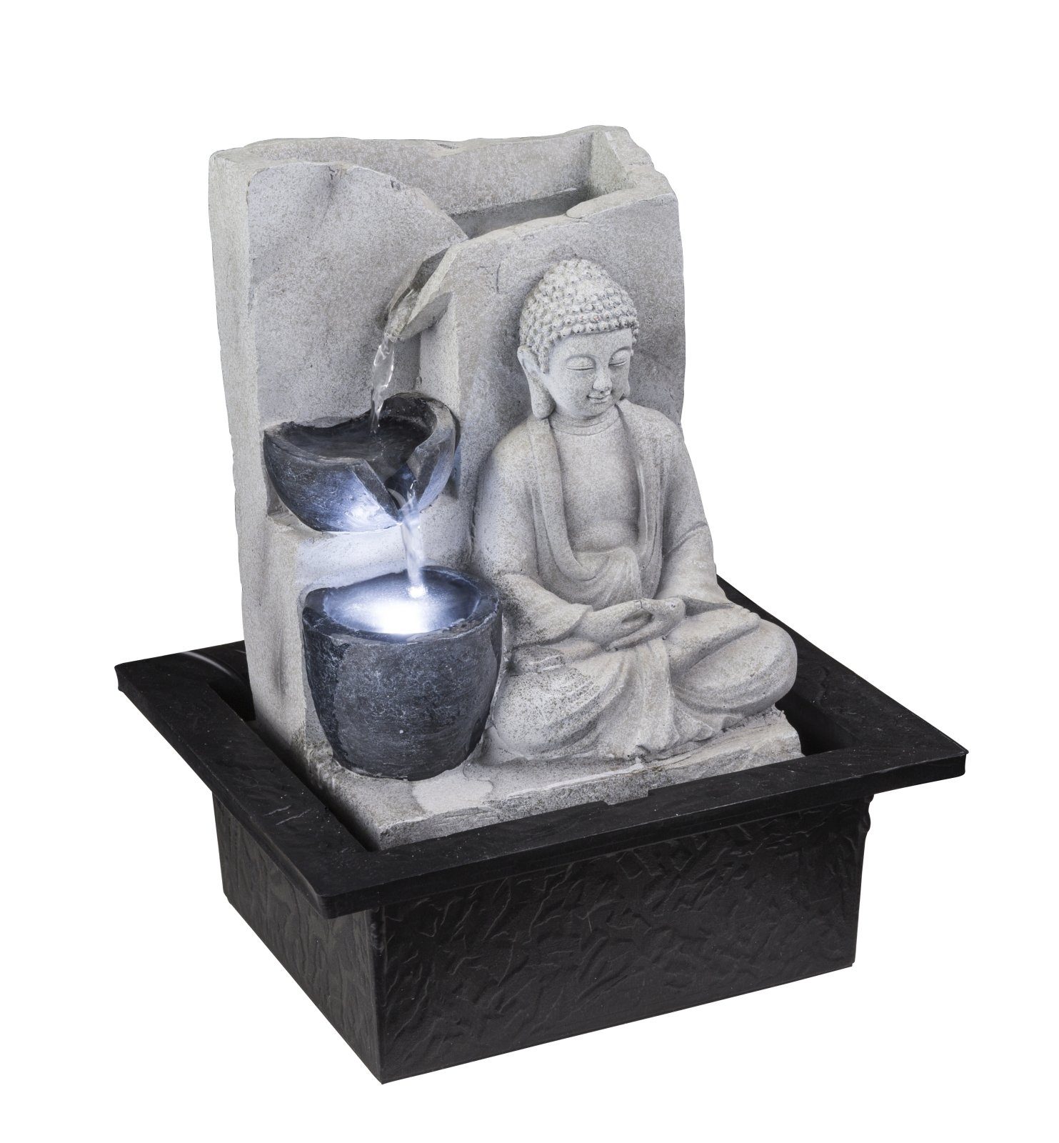 Tischleuchte Tischlampe Zimmerbrunnen Tischbrunnen mit LED Beleuchtung Buddha 93019