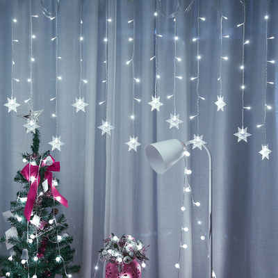 Rosnek LED-Lichterkette »LED Schneeflocke Märchen String Vorhang Lichter, für Weihnachten Party«, 8 verschiedene Modi und Speicherfunktionen