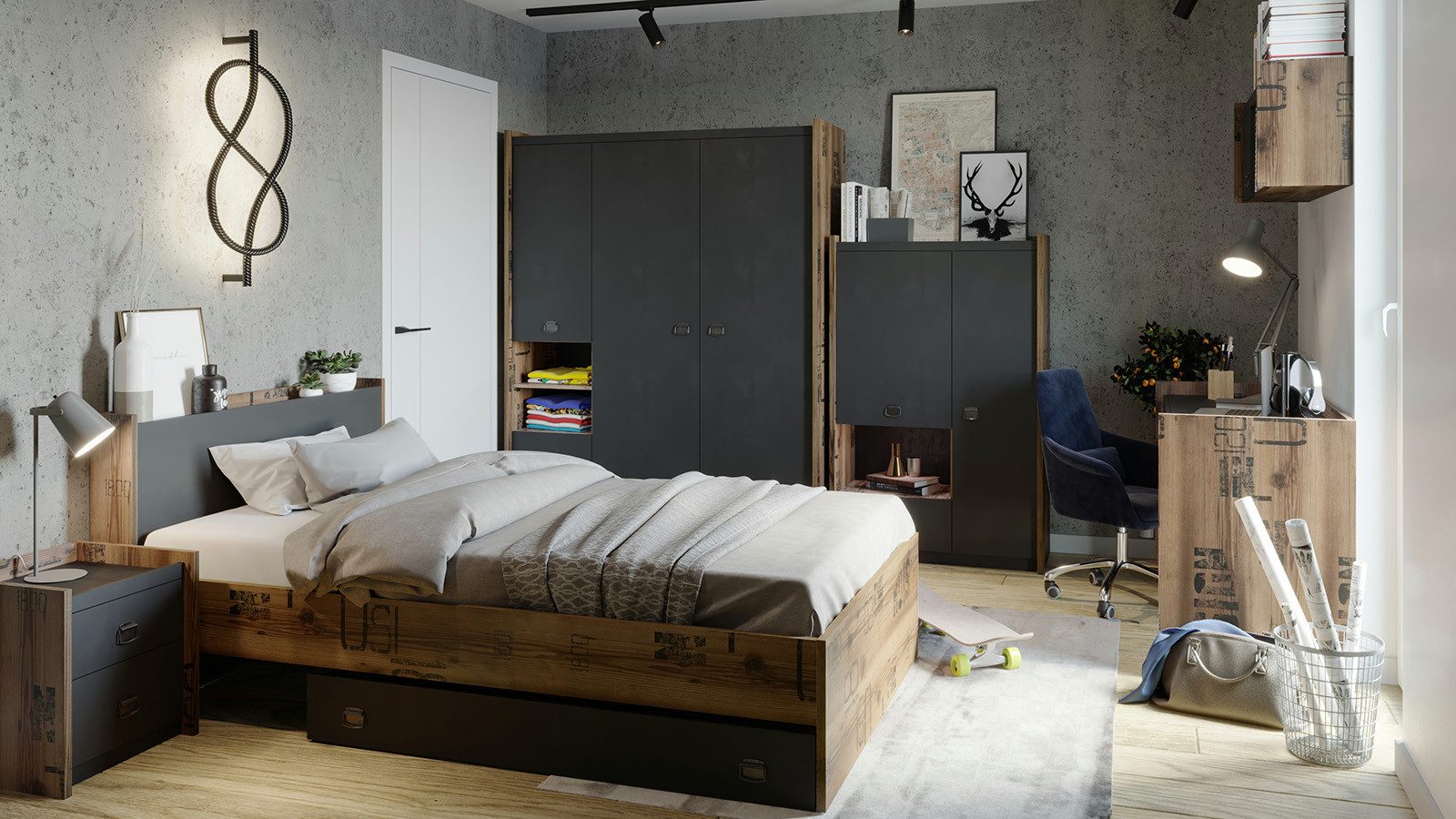 HAUSELEMENT Nachttisch FARGO FG-12, mit 2 Schubladen Nachtkonsole Nachtschrank – Bild 4 von 5