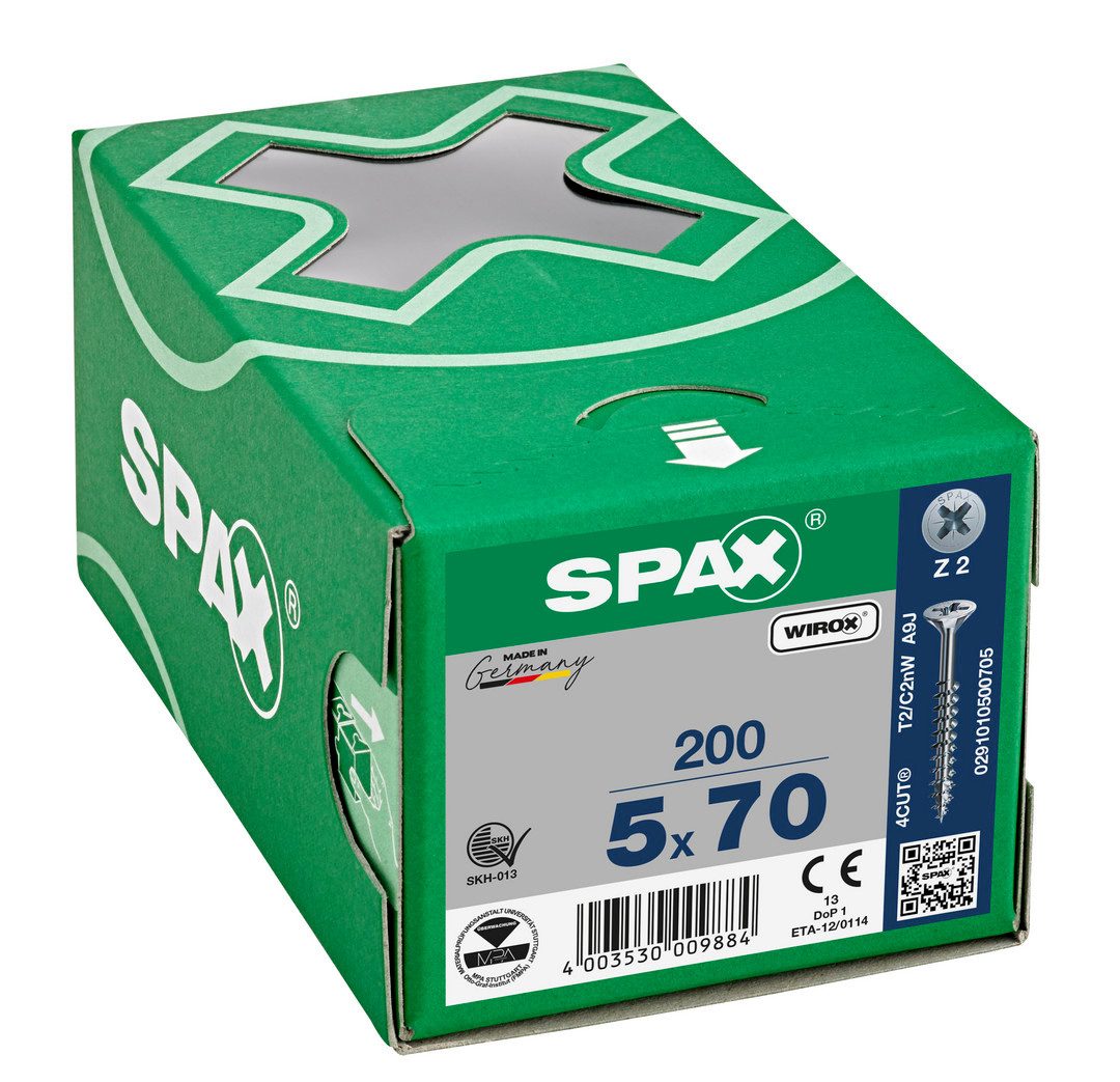 SPAX Schraube Schraube, Senkkopf, WIROX, Kreuzschlitz Z2, Teilgewinde, (200 St)