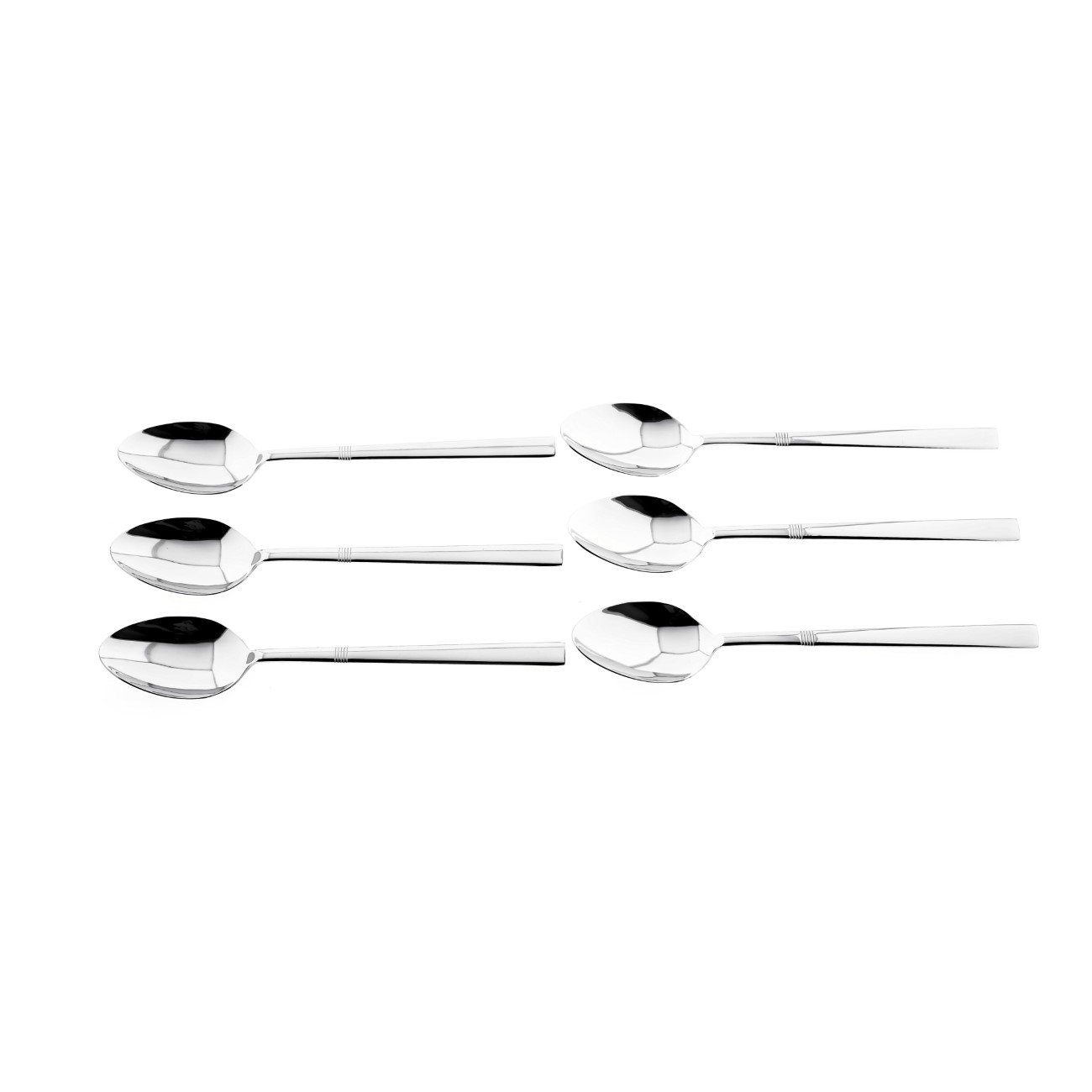 Almina Bestecklöffel 6 Tlg. Menülöffel-Set aus Chrom-Edelstahl 18/10 Silber mit Design (6 Stück)