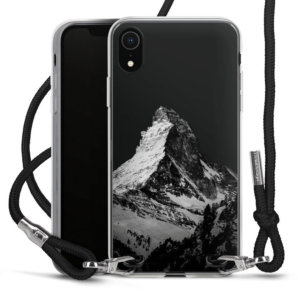 DeinDesign Handyhülle Berg Schnee Alpspitze Snow Capped Mountains Grayscale, Apple iPhone Xr Handykette Hülle mit Band Case zum Umhängen