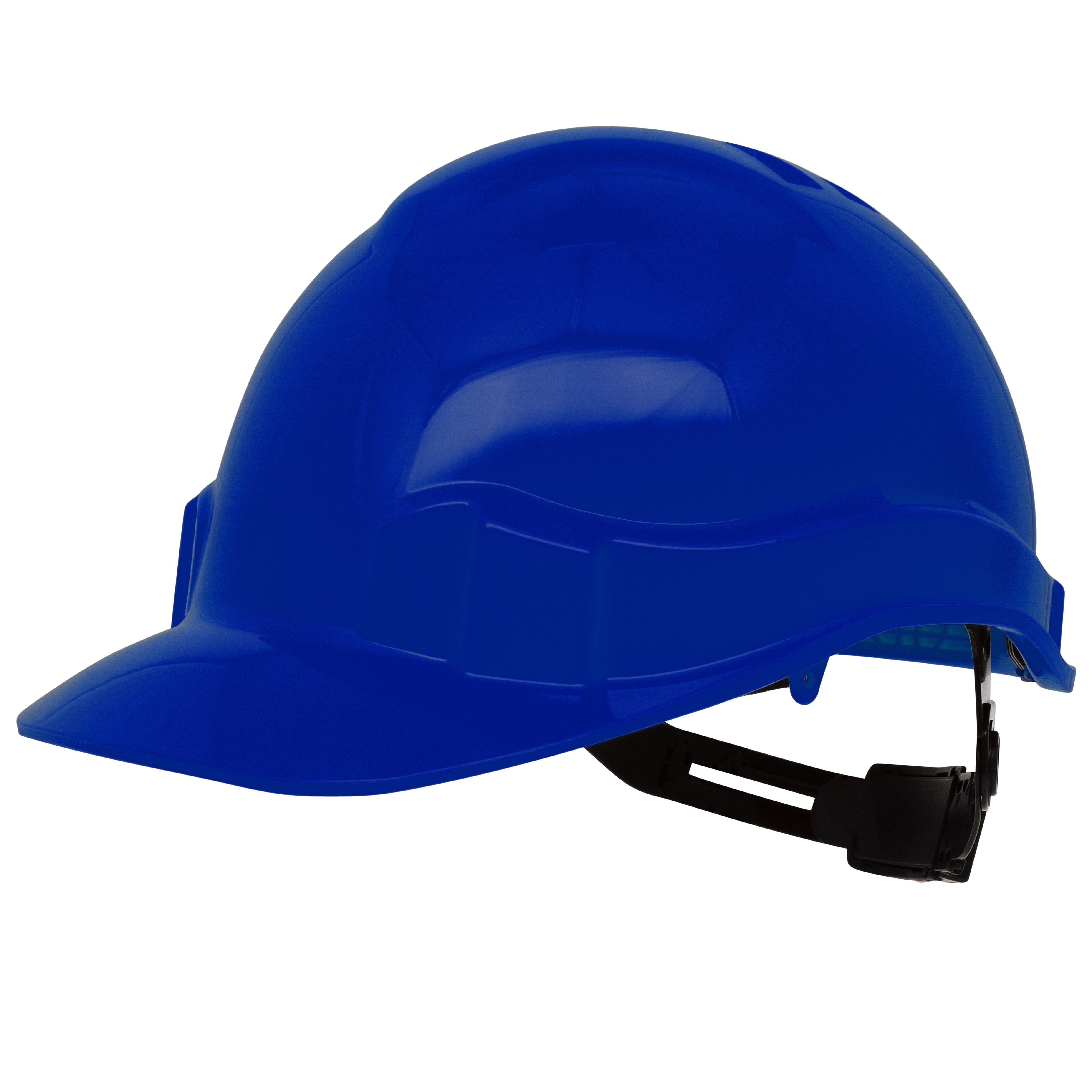 PRO FIT by Fitzner Sicherheitshelm Pro Cap PE-Bausicherheitshelm, blau, (1, Stück), 6-Punkt-Textil-Bänderung, Nackenschutz, Push-Lock-System