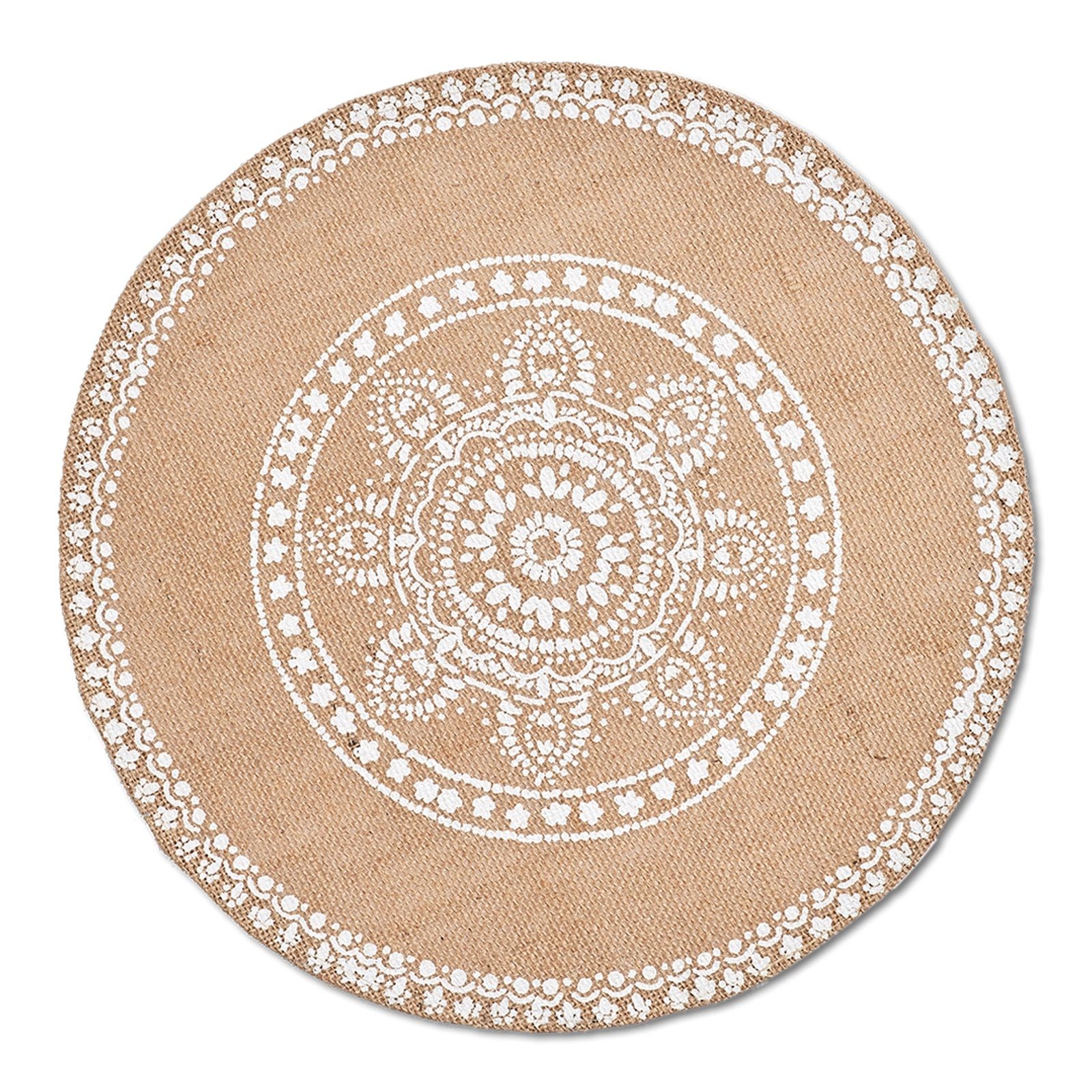 Platzset, Platzmatte Mandala Jute, rund, Zeller Present, (Stück, 1-St., 1 Platzmatte)