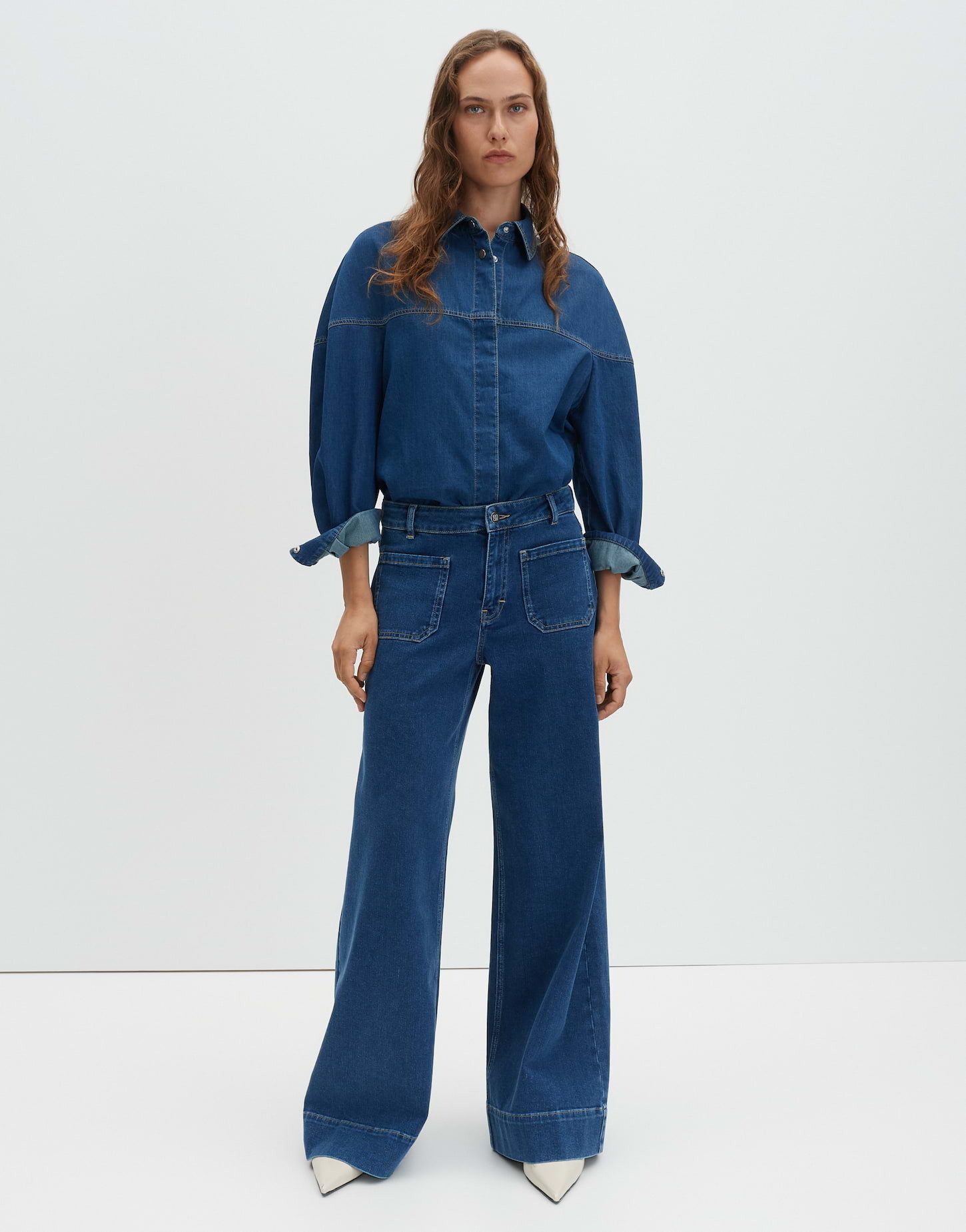 someday Palazzohose CELLMA FRENCH aus BCI Cotton Mix Mid Rise weiter, gerader Beinverlauf, elastischer Stoff