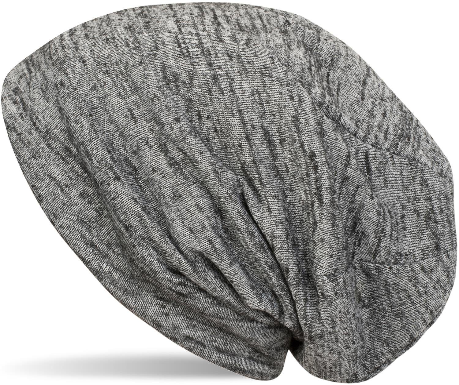 (1-St) Beanie Strickmütze in styleBREAKER Grau-Hellgrau Melange Optik