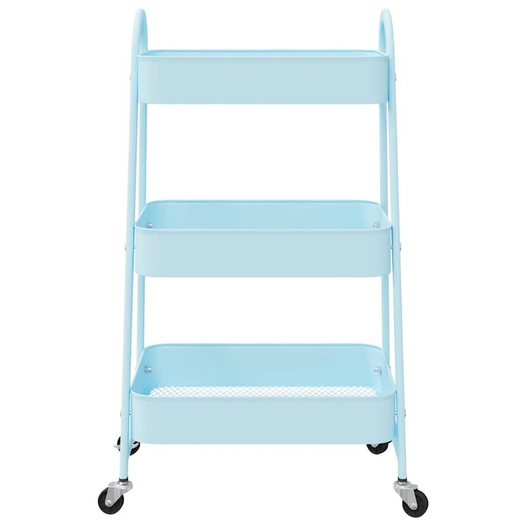 vidaXL Rollwagen Aufbewahrungswagen 3 Etagen Blau 42x41,5x77 cm Stahl, (1 St)