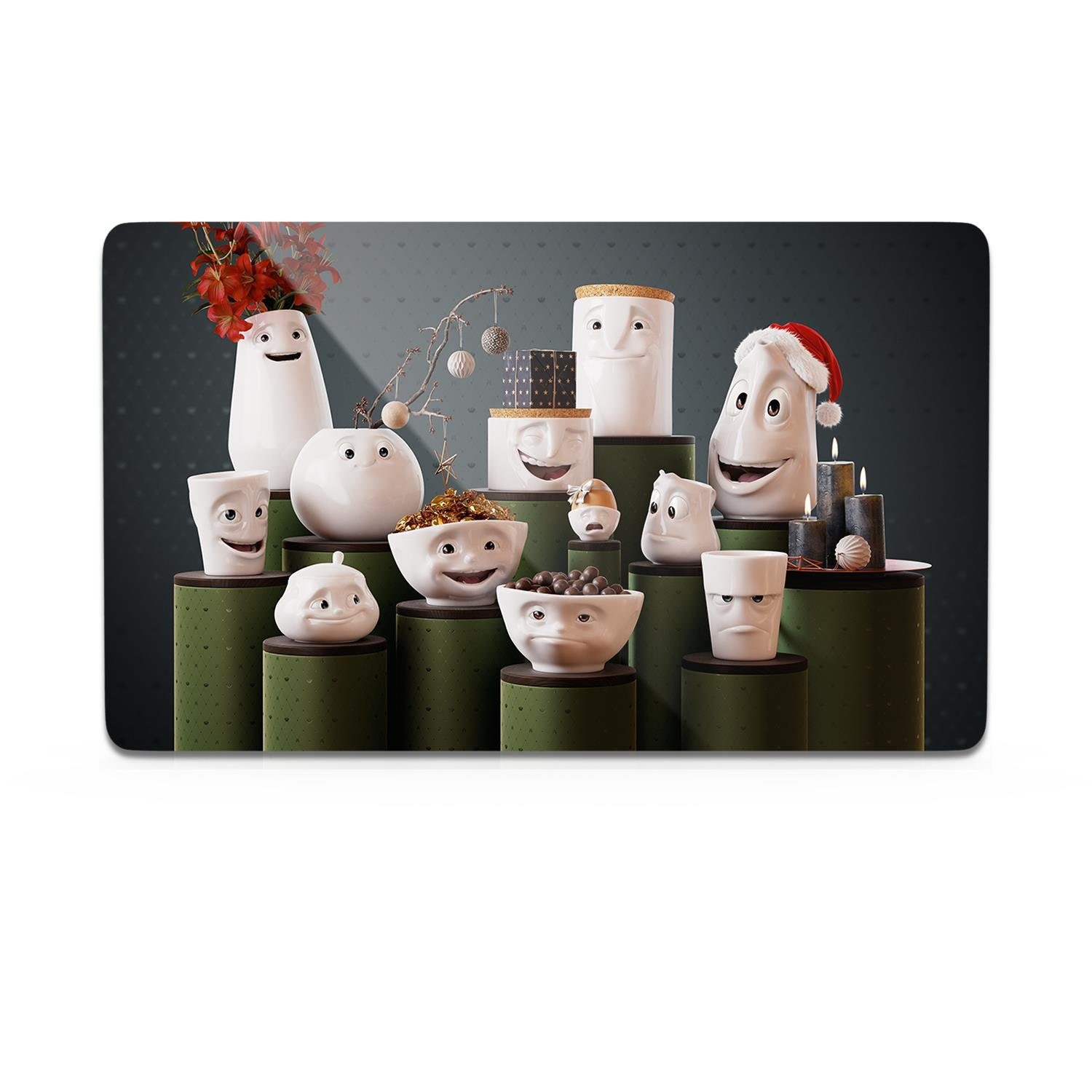 FIFTYEIGHT PRODUCTS Frühstücksbrett Immer zweimal mehr wie du "Weihnachtstassen", Resopal, (Einzelpaket), Die Bekannten TV Tassen